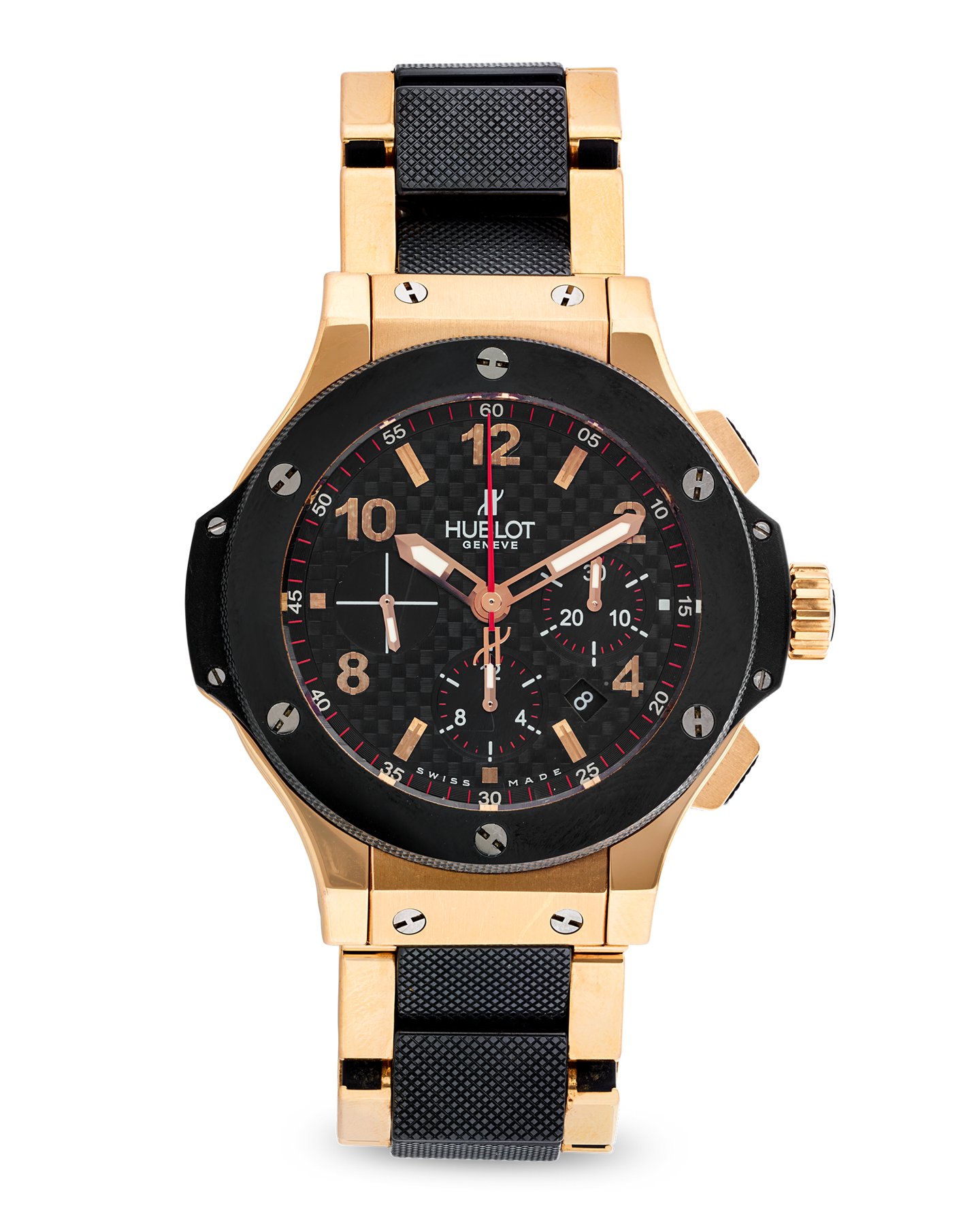 تصویر منبع؛ ساعت مچی کرنوگراف Hublot Big Bang با طلای رزگلد و سرامیک مشکی