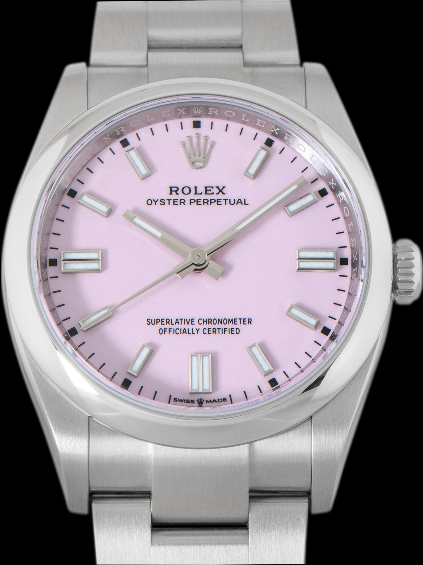 تصویر منبع؛ ساعت رولکس Oyster Perpetual 36 مدل ۲۰۲۳، رفرنس 126000، صفحه صورتی با مجموعه کامل