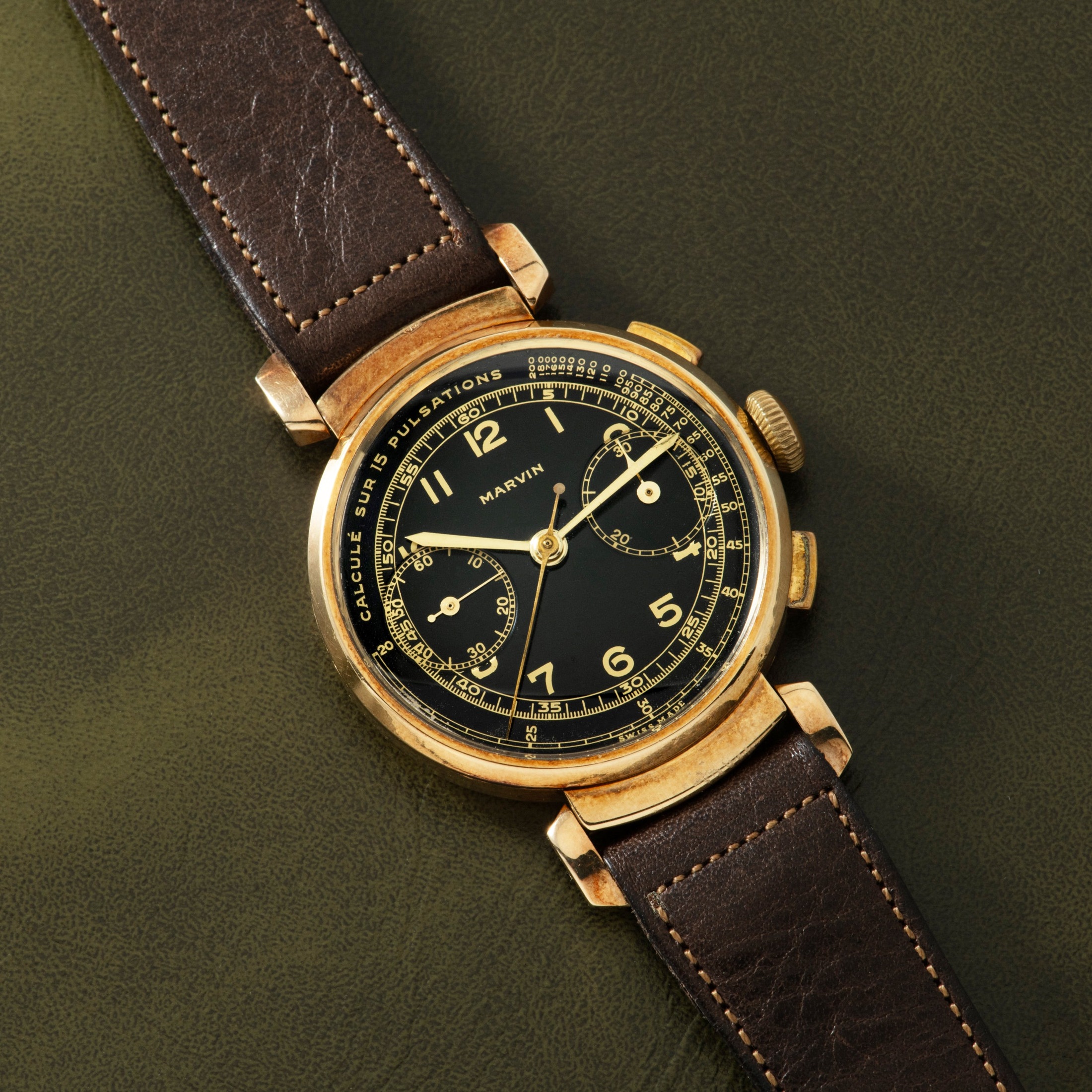 تصویر منبع؛ ساعت مچی Marvin Hinged Lugs Pulsations Chronograph