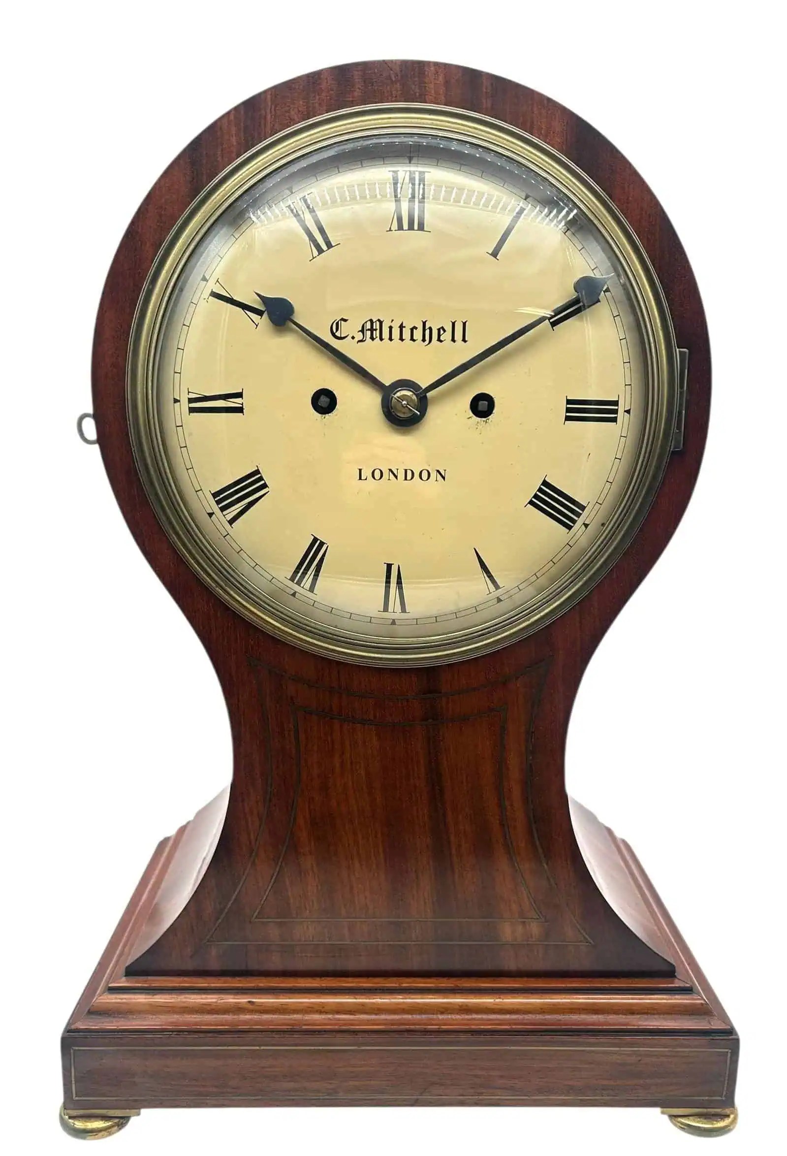 ساعت رومیزی انگلیسی مدل بالون با مکانیزم فیوزی دوگانه اثر C. Mitchell لندن