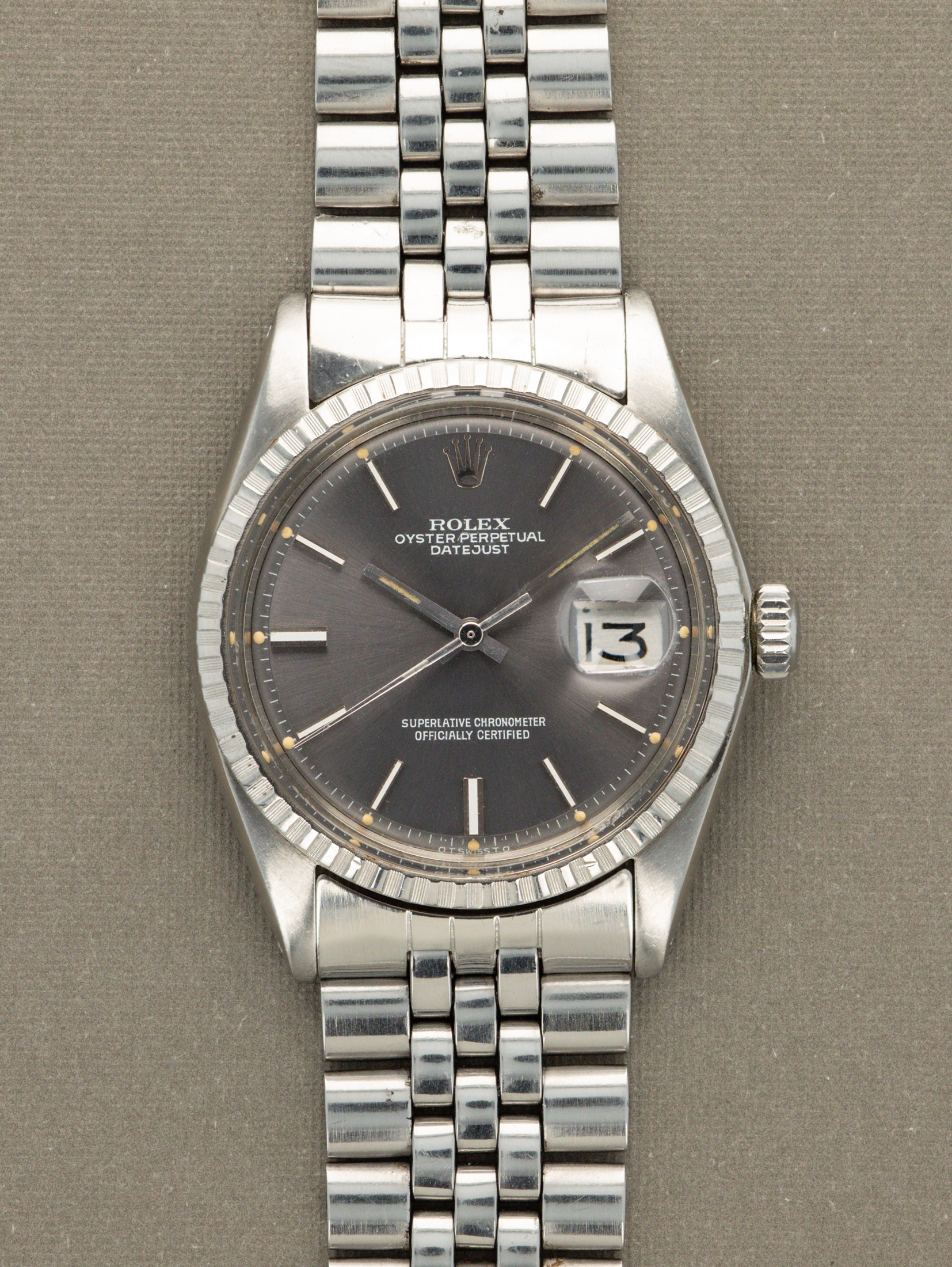 تصویر منبع؛ Rolex Datejust Ref. 1603 - Sunburst Grey 'Sigma' Dial