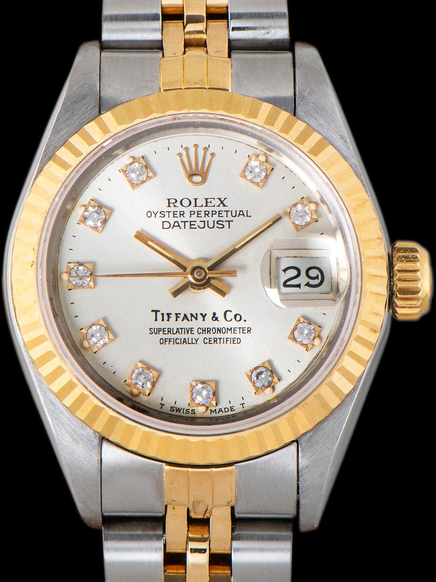تصویر منبع؛ ساعت مچی زنانه Rolex Ladies Datejust رفرنس 69173 با صفحه Tiffany & Co.