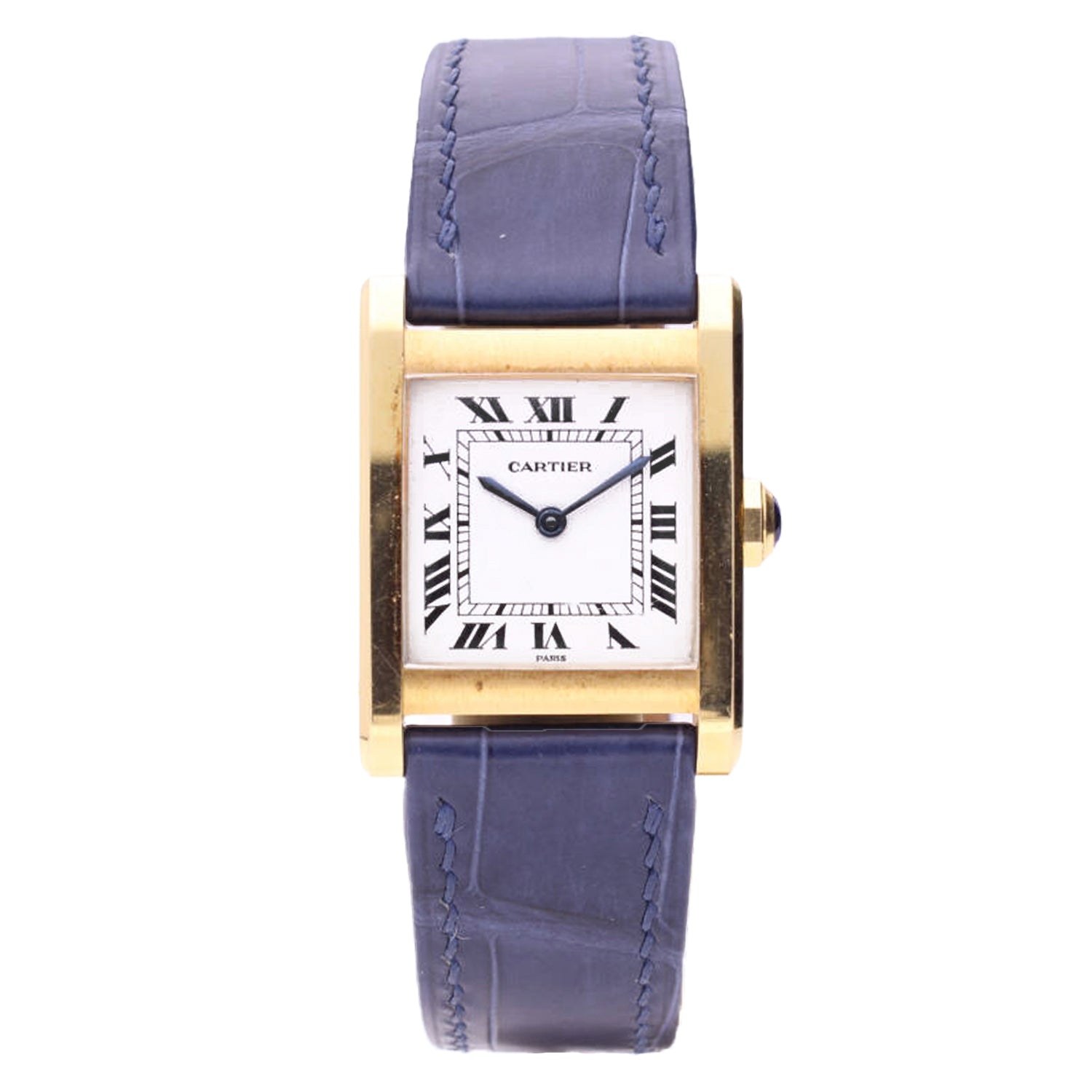 تصویر منبع؛ ساعت مچی طلای زرد ۱۸ عیار Cartier مدل Tank رفرنس 78092، دهه ۱۹۷۰