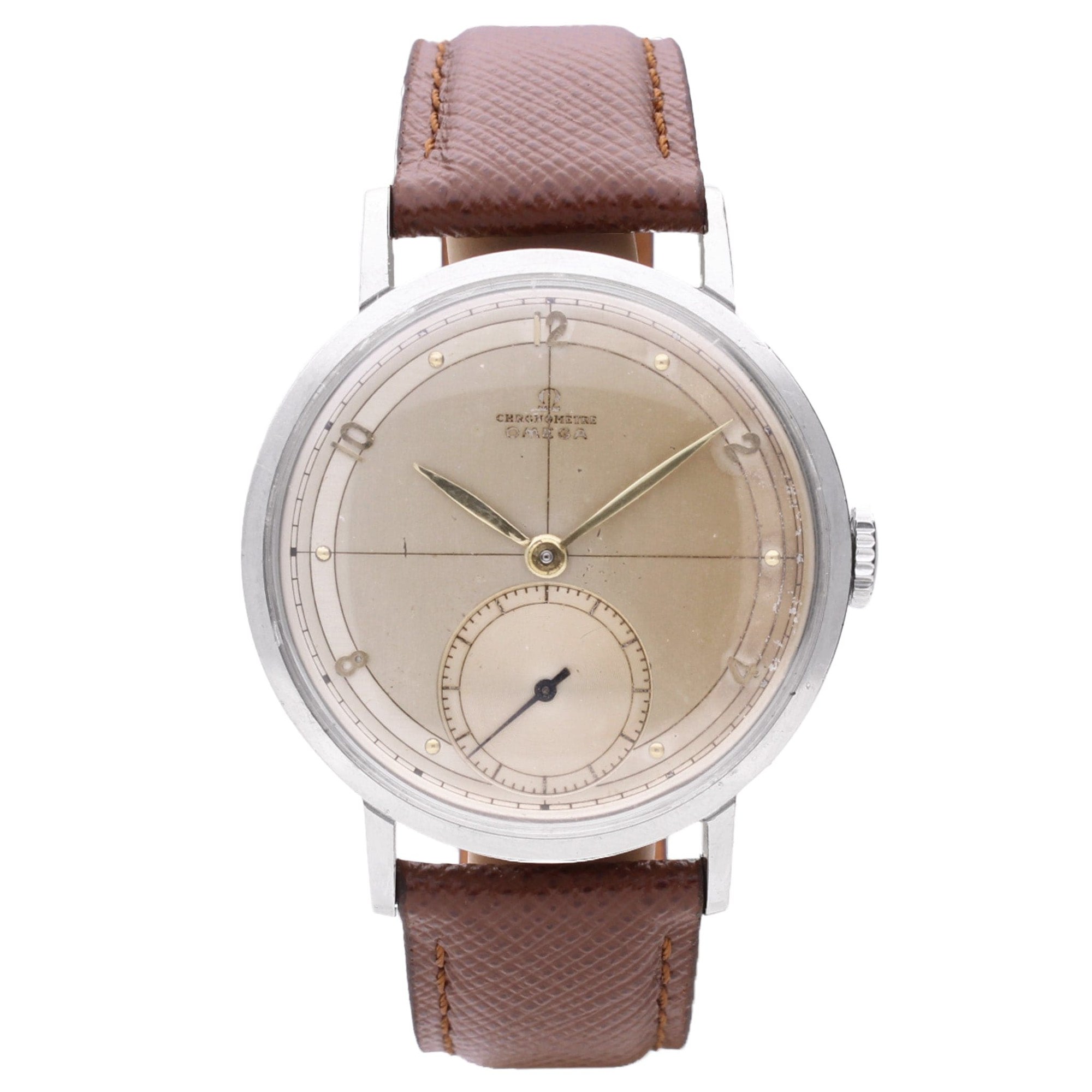 تصویر منبع؛ ساعت مچی استیل OMEGA Chronomètre، ساخت ۱۹۴۸