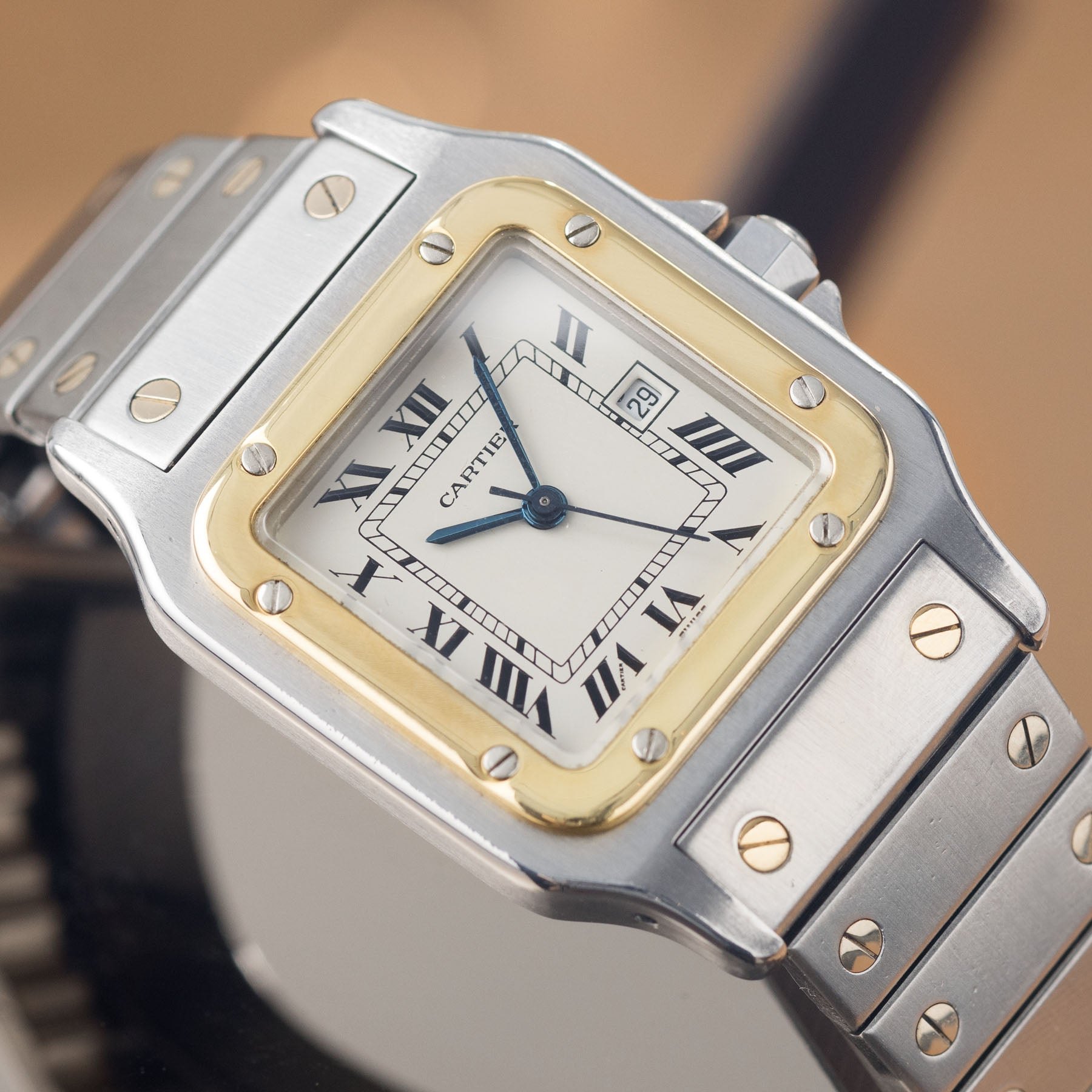 تصویر منبع؛ ساعت مچی Cartier Santos Carrée رفرنس 2961 اتوماتیک استیل و طلا