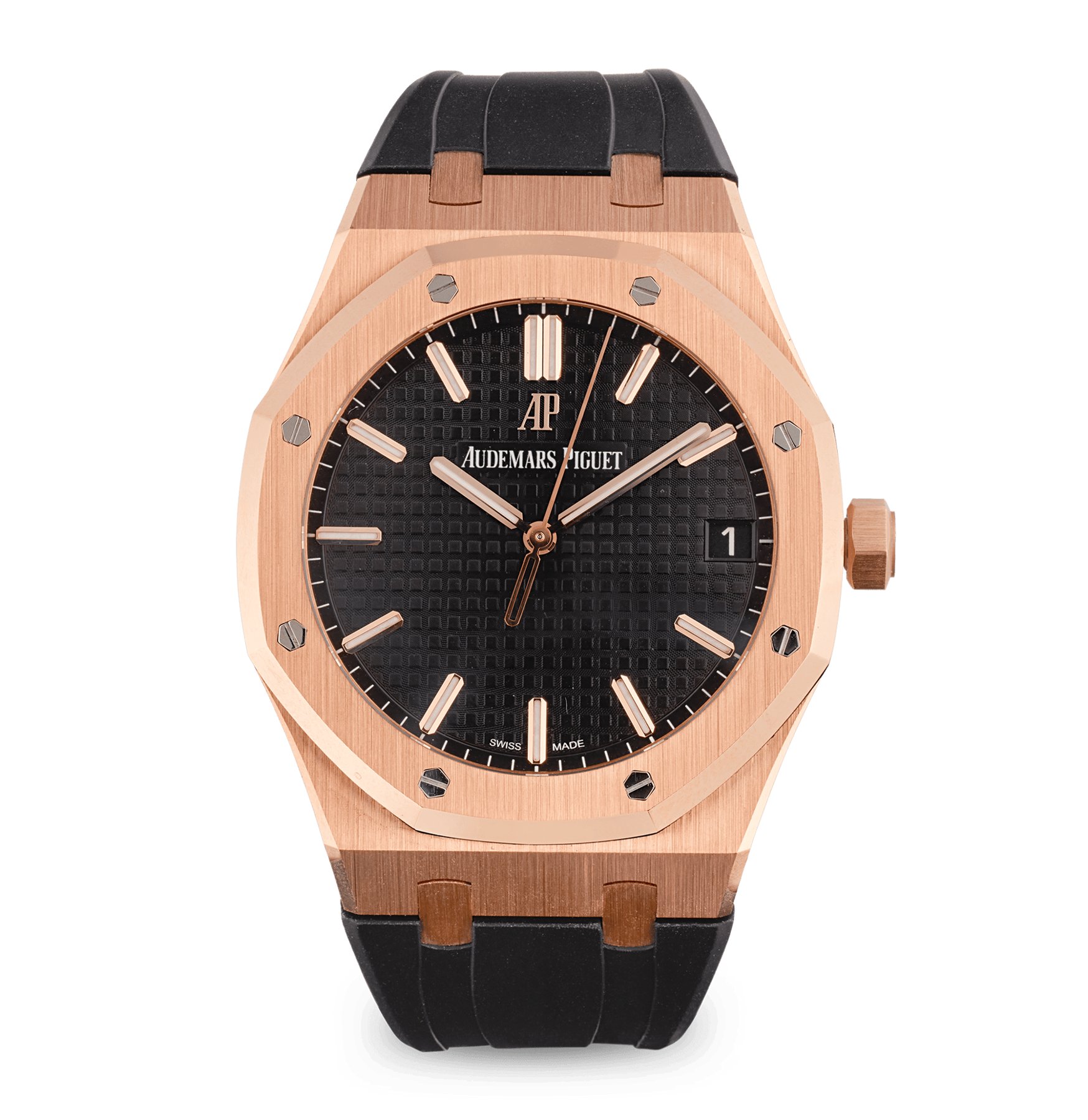 تصویر منبع؛ ساعت مچی Audemars Piguet Royal Oak رزگلد با صفحه مشکی