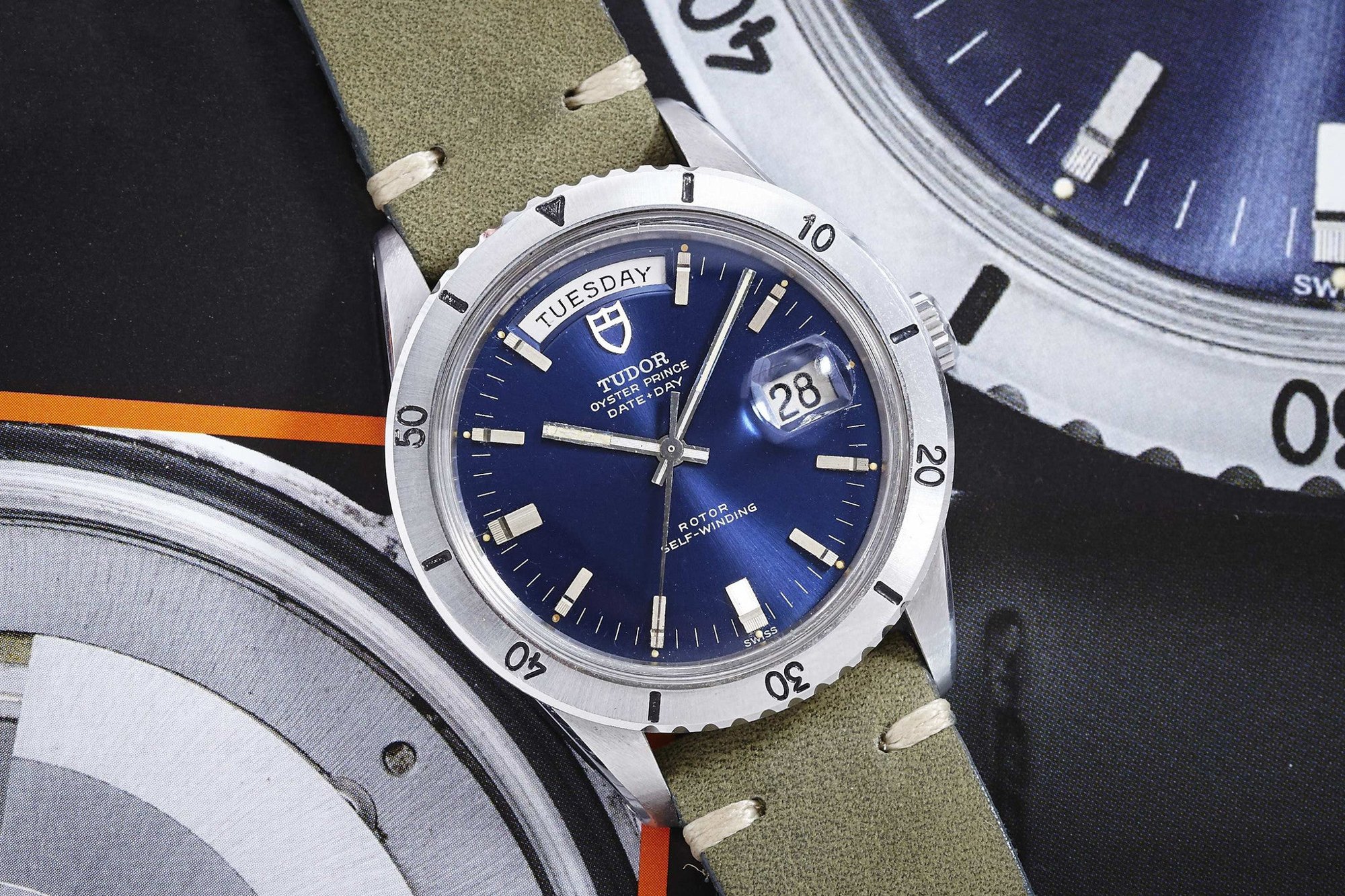 تصویر منبع؛ ساعت مچی Tudor Oyster Prince Date+Day رفرنس 7020/0 با صفحه آبی