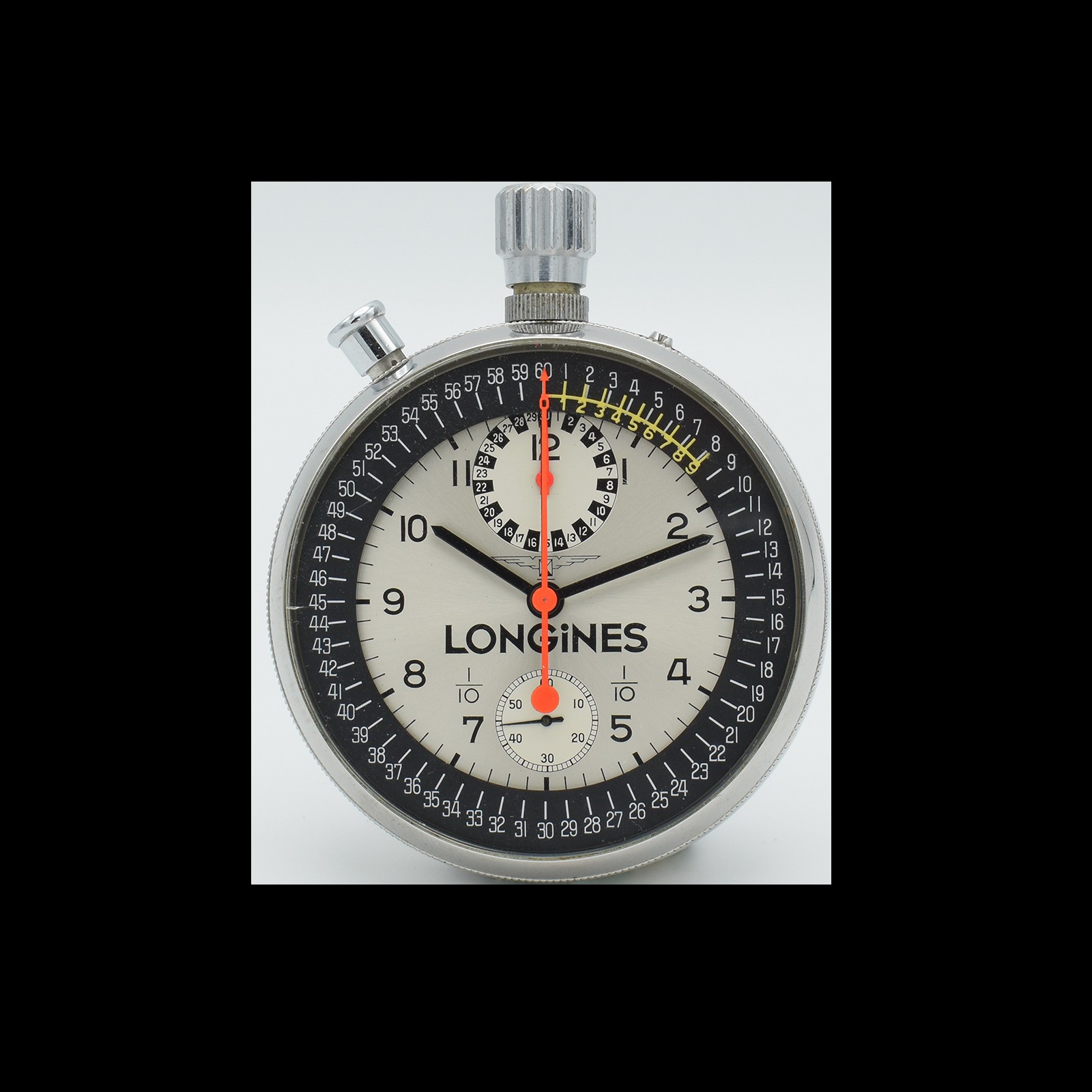 تصویر منبع؛ کرونومتر Longines مدل 1968 Mexico Olympics Stopwatch (۱۹۶۸)