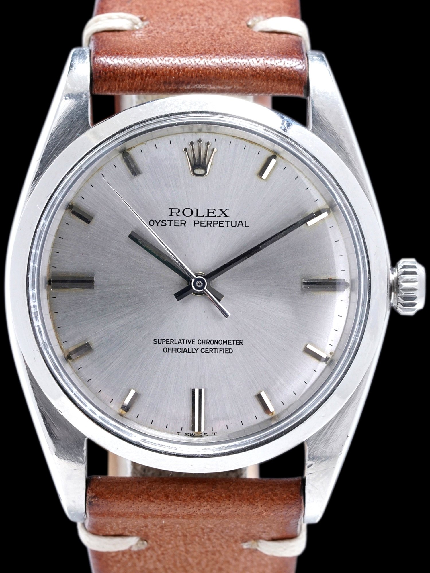 تصویر منبع؛ ساعت مچی Rolex Oyster-Perpetual رفرنس 1018 ساخت ۱۹۶۶ با قاب ۳۶ میلیمتری