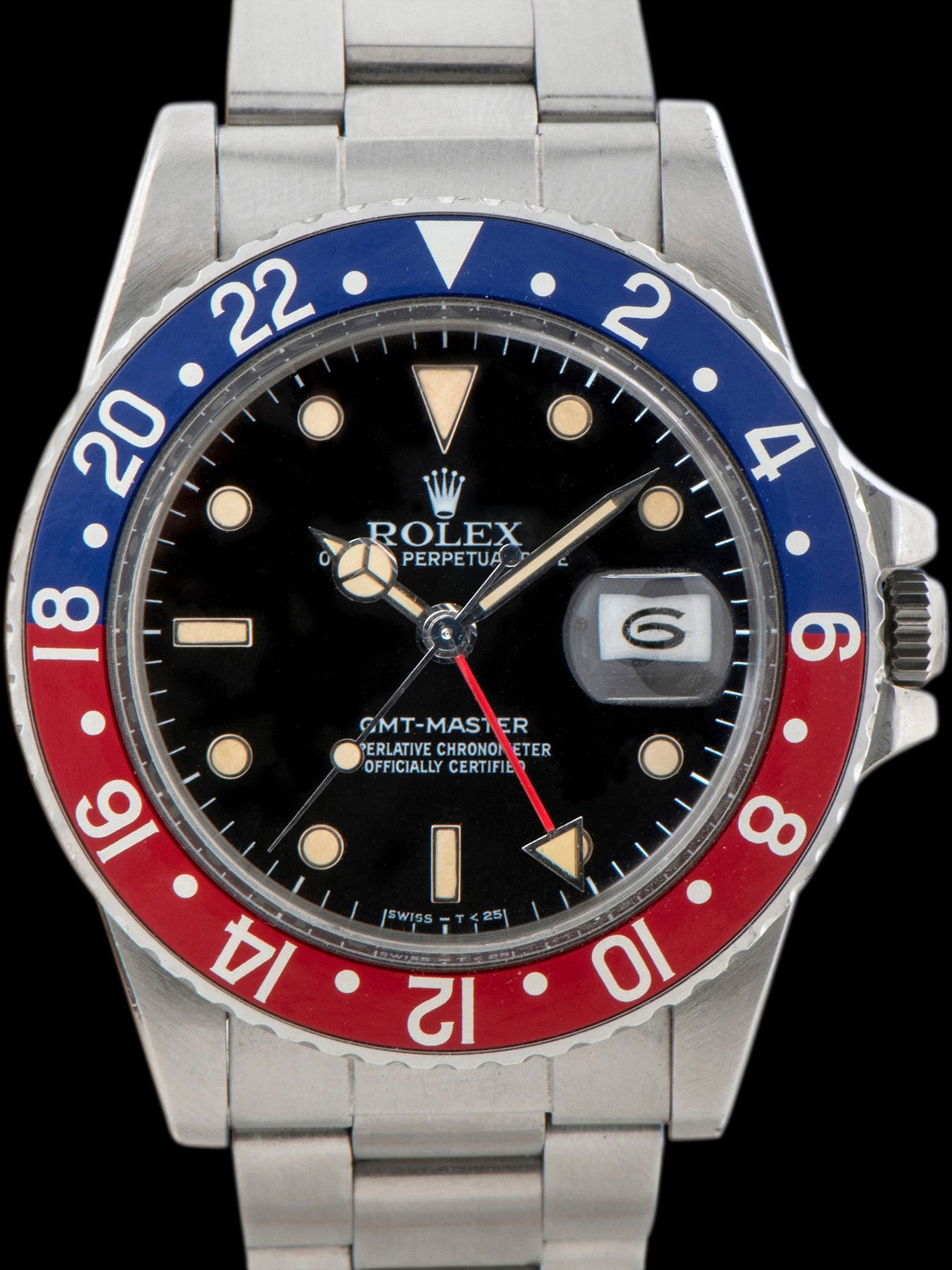 تصویر منبع؛ ساعت Rolex GMT-Master رفرنس 16750 استیل با صفحه مشکی، ۱۹۸۴