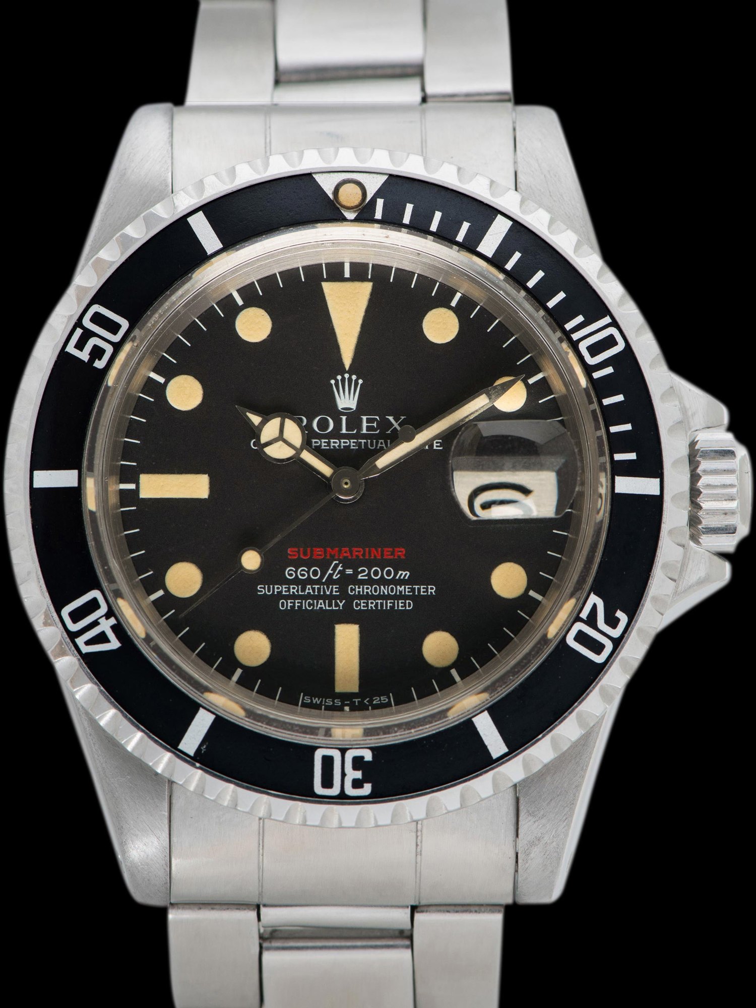تصویر منبع؛ ساعت مچی غواصی Rolex Red Submariner رفرنس 1680 مدل Mk. IV سال ۱۹۷۰
