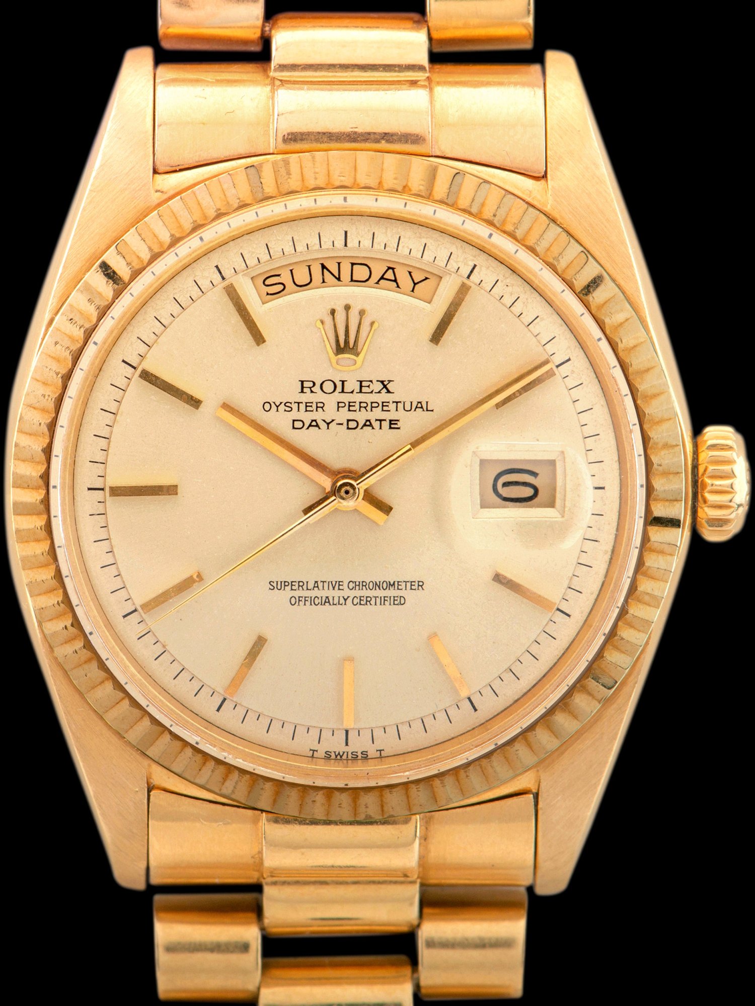 تصویر منبع؛ ساعت مچی Rolex Day-Date رفرنس 1803 ساخت ۱۹۶۹ با طلای زرد ۱۸ عیار