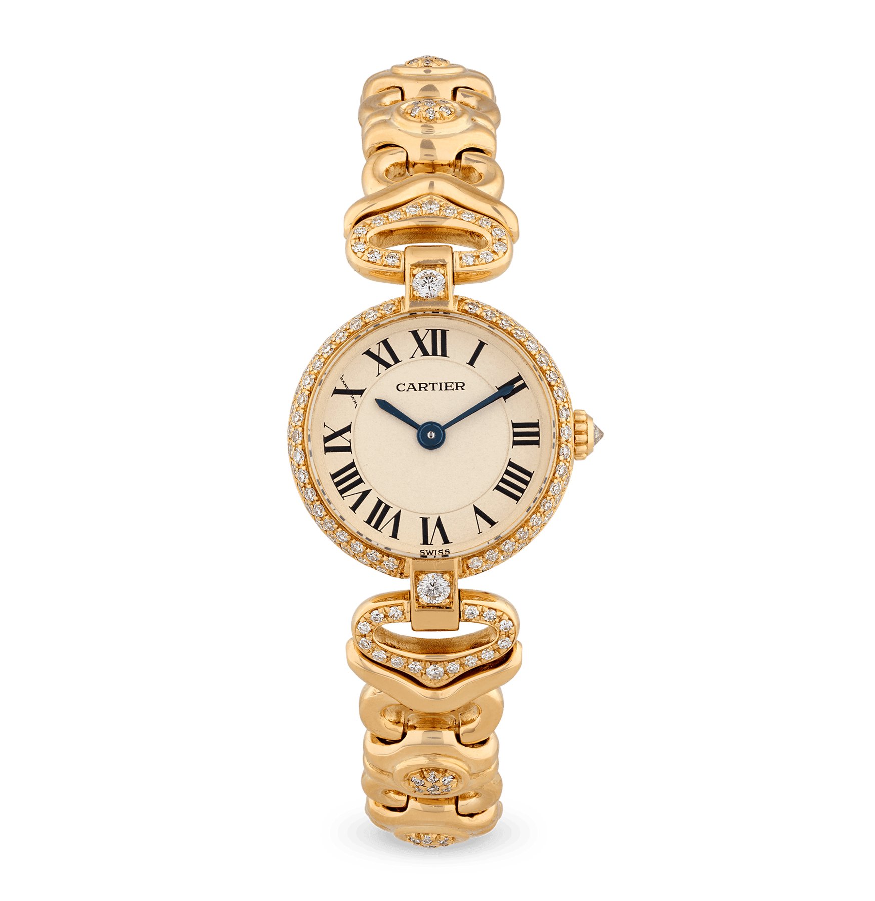 تصویر منبع؛ ساعت مچی Cartier Vendôme از طلای زرد با الماس