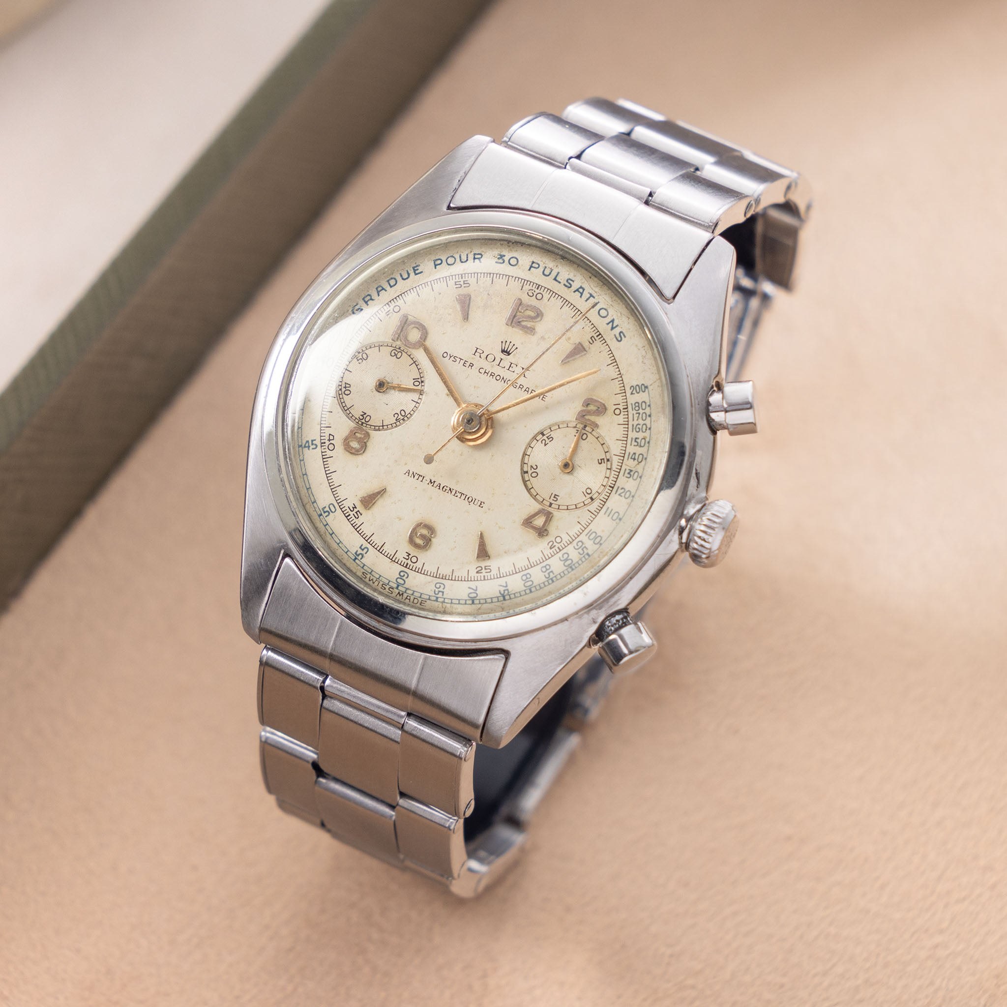 کرونوگراف رولکس مدل Rolex Ref. 4500 با صفحه پالسومتر سال ۱۹۴۶