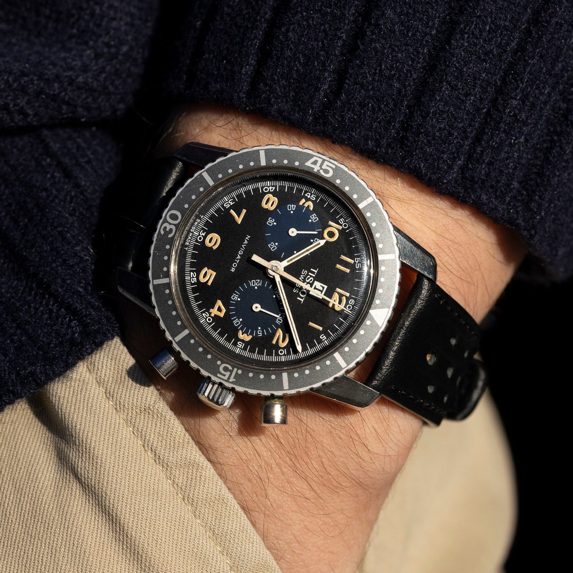تصویر منبع؛ ساعت مچی کرنوگراف Tissot Navigator رفرنس 817 کالیبر Lemania 827