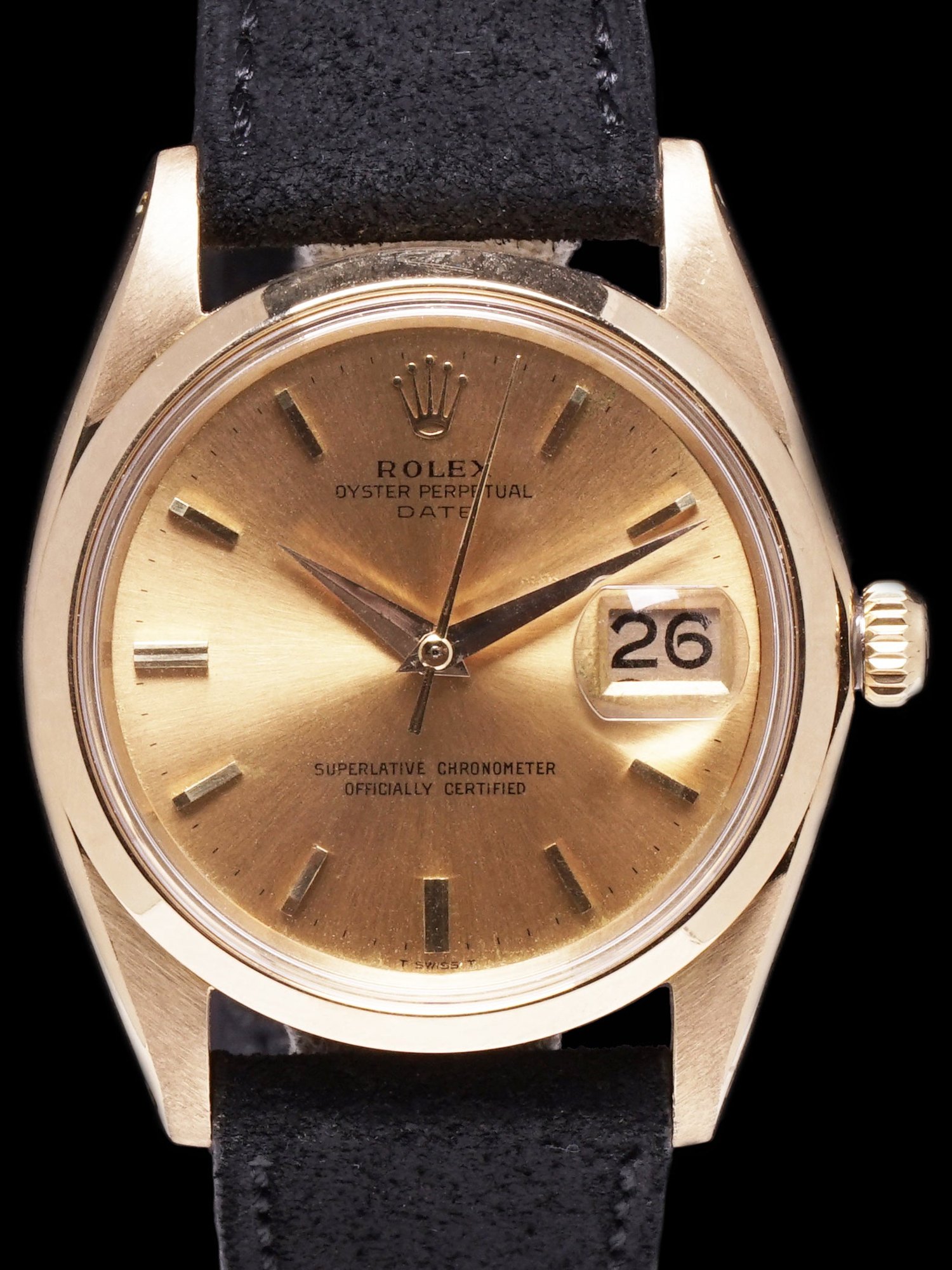 تصویر منبع؛ ساعت مچی Rolex Oyster-Perpetual Date رفرنس 1500 طلای ۱۸ عیار مدل ۱۹۶۴