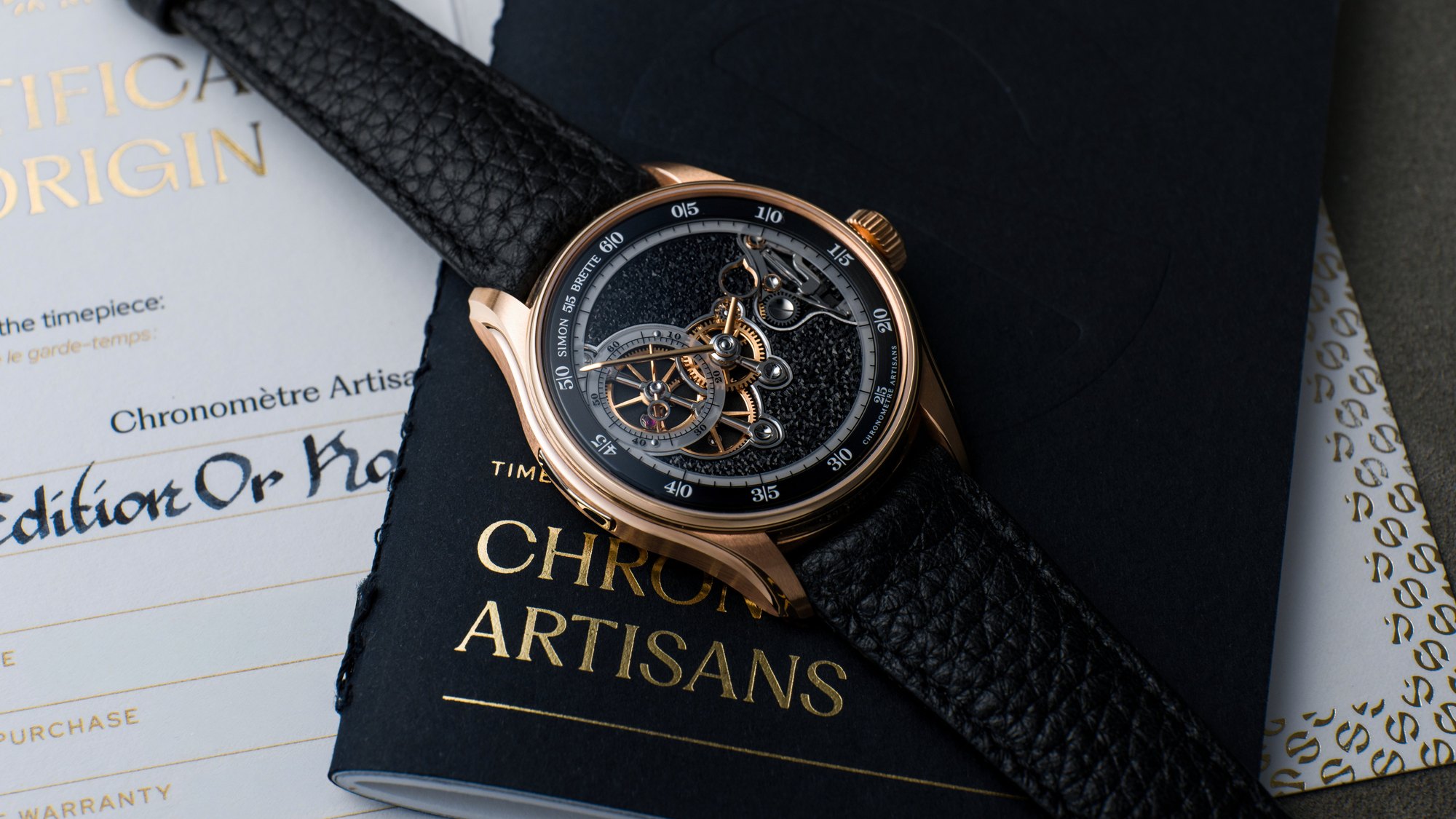 تصویر منبع؛ ساعت مچی Simon Brette مدل Chronomètre Artisans رز گلد نسخه محدود