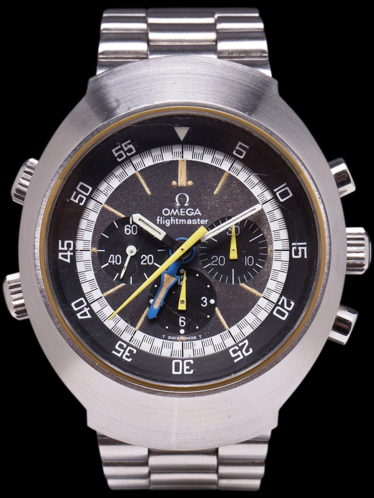تصویر منبع؛ ساعت مچی امگا Omega Flightmaster رفرنس 145.036 کالیبر 911 محصول ۱۹۷۵