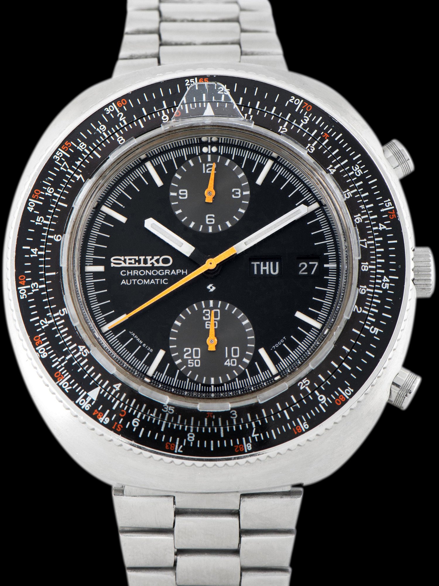 تصویر منبع؛ ساعت مچی Seiko Calculator Chronograph مدل 6138-7000 سال 1971