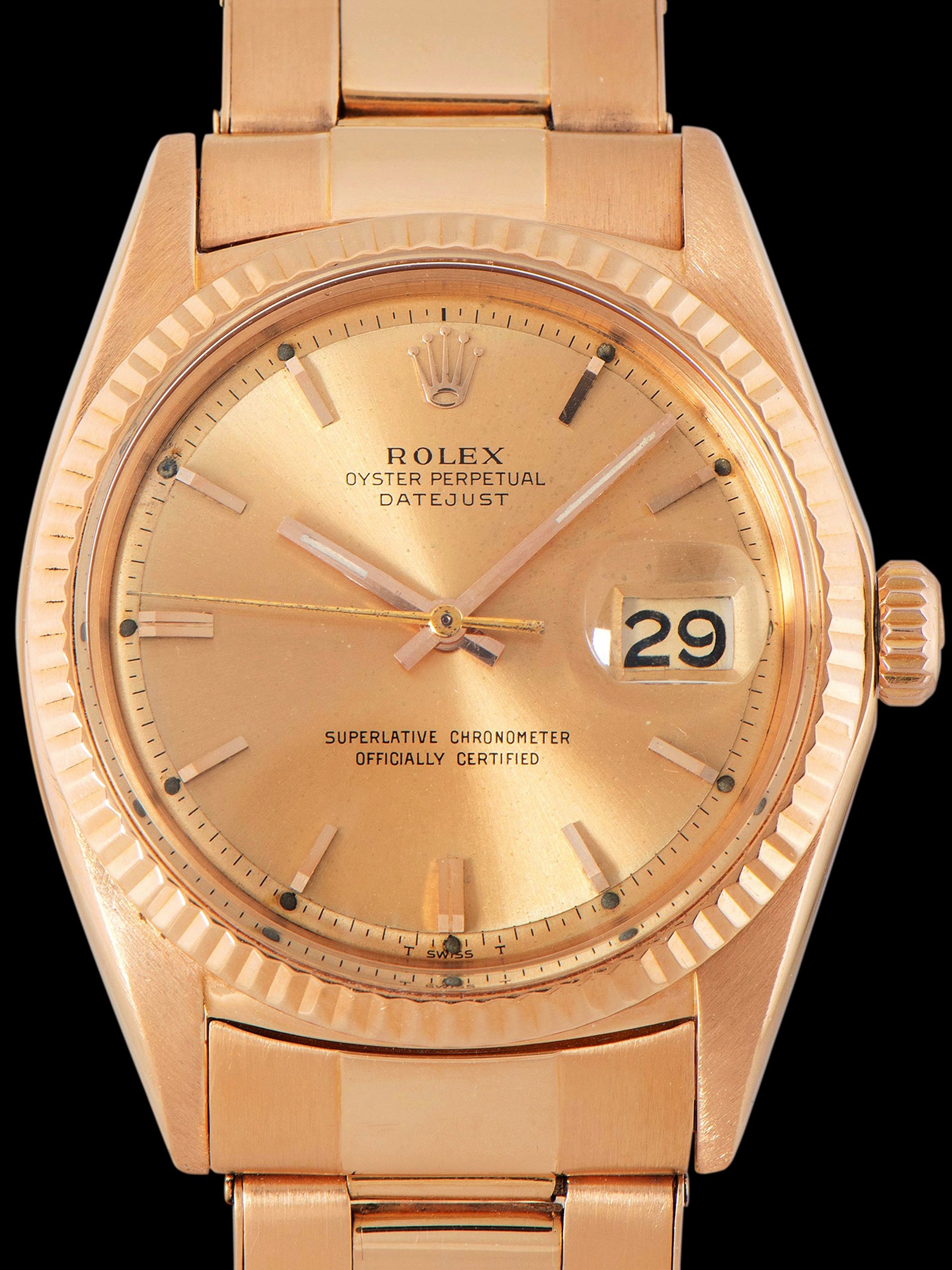 تصویر منبع؛ ساعت Rolex Datejust 18K RG (Ref. 1601) مدل ۱۹۷۲