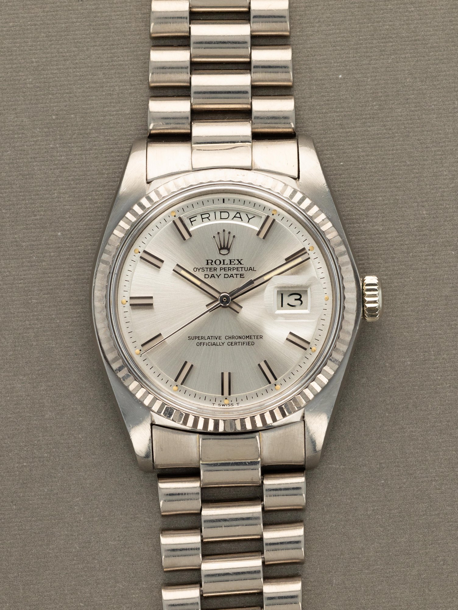 تصویر منبع؛ ساعت مچی Rolex Day-Date رفرنس 1803/9 با صفحه نقرهای Wideboy