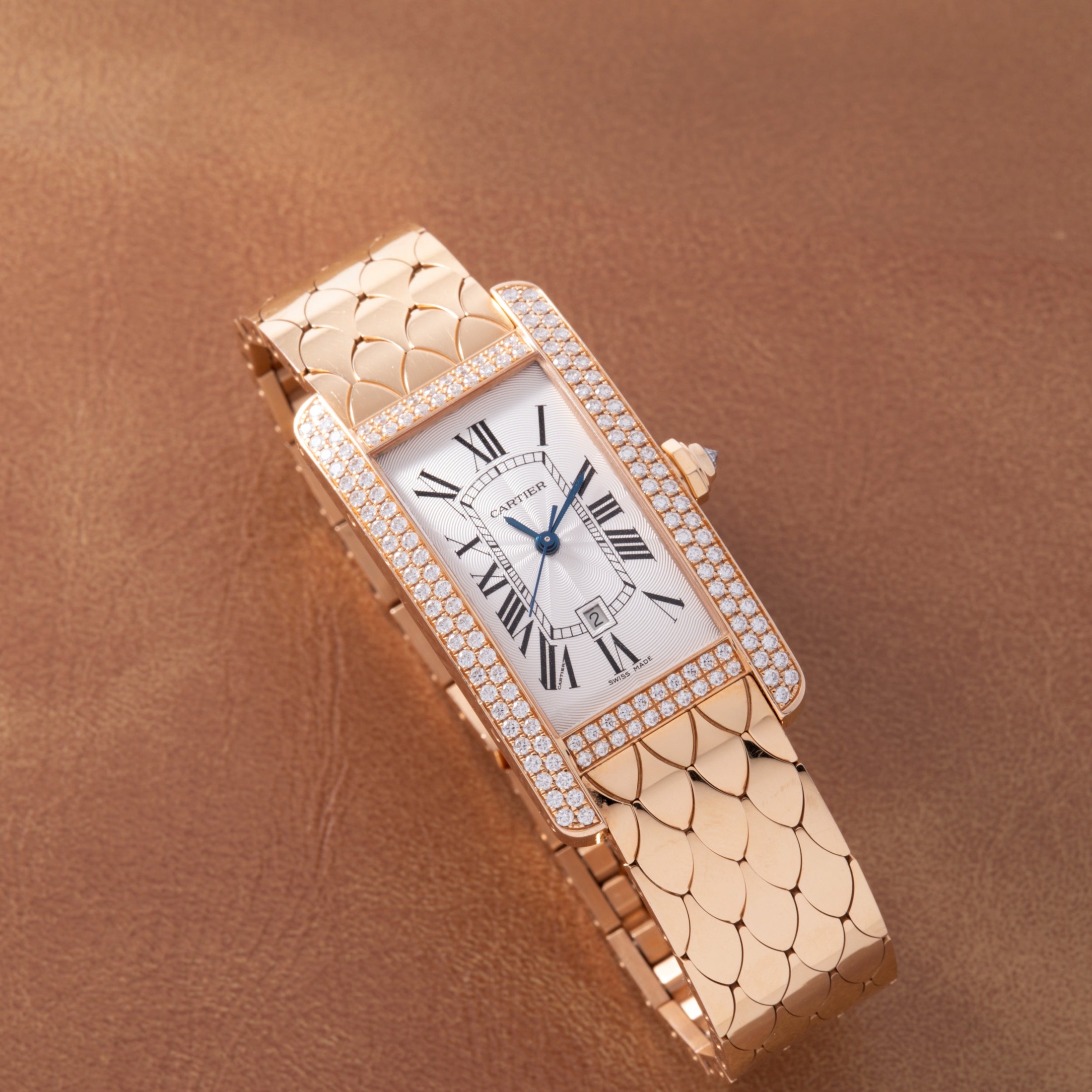 تصویر منبع؛ ساعت Cartier Tank Americaine Automatic Diamonds