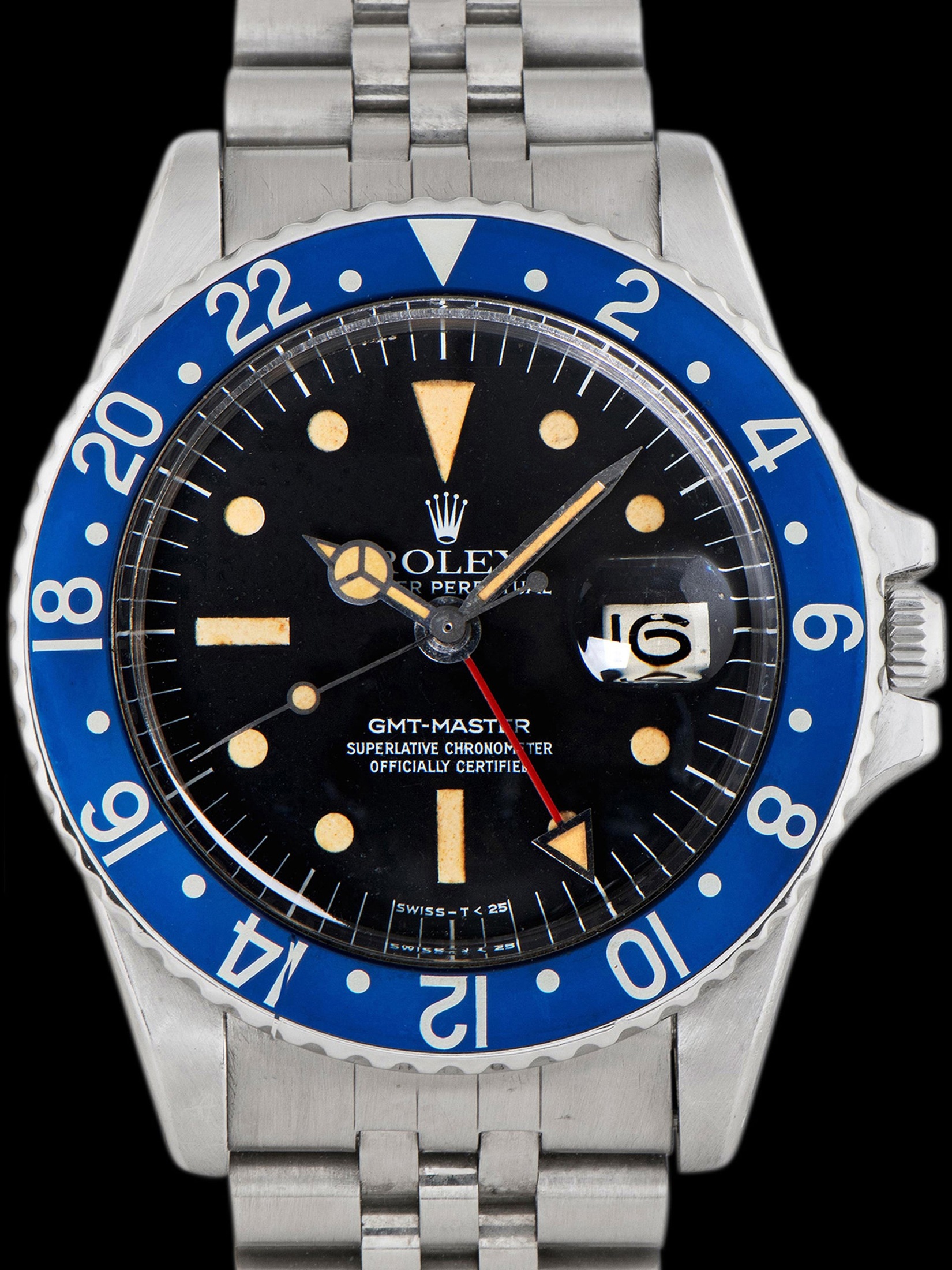تصویر منبع؛ ساعت رولکس GMT-Master مدل 1675 با صفحه Radial و زه Blueberry محصول 1977