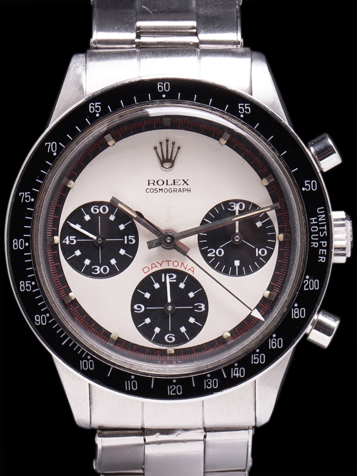 تصویر منبع؛ ساعت مچی Rolex Daytona مدل 6241 با صفحه Paul Newman Exotic Dial سال ۱۹۶۸
