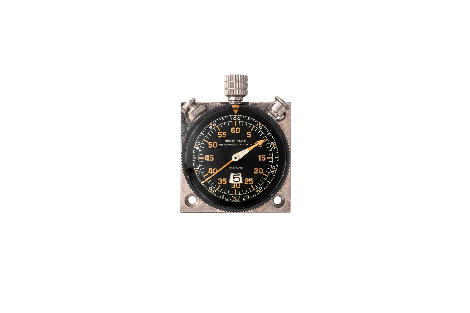 تصویر منبع؛ تایمر داشبورد Heuer Monte Carlo برای Abercrombie & Fitch دهه ۱۹۶۰
