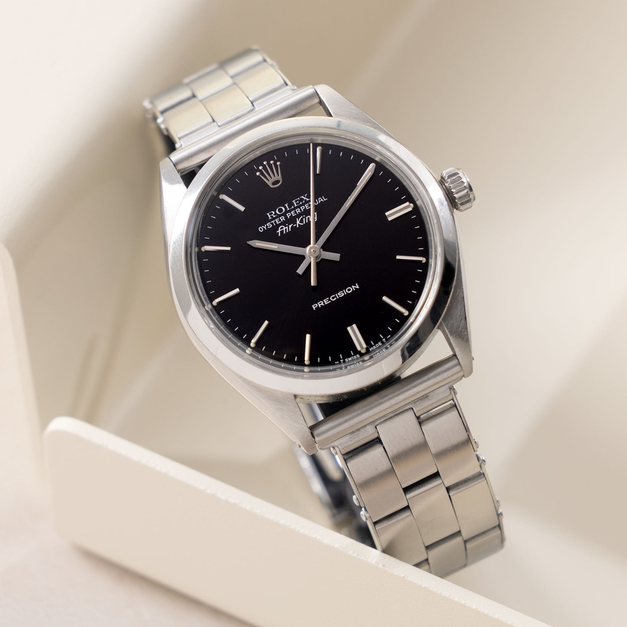 ساعت مچی رولکس Rolex Air-King رفرنس 5500 با صفحه مشکی سال ۱۹۷۸