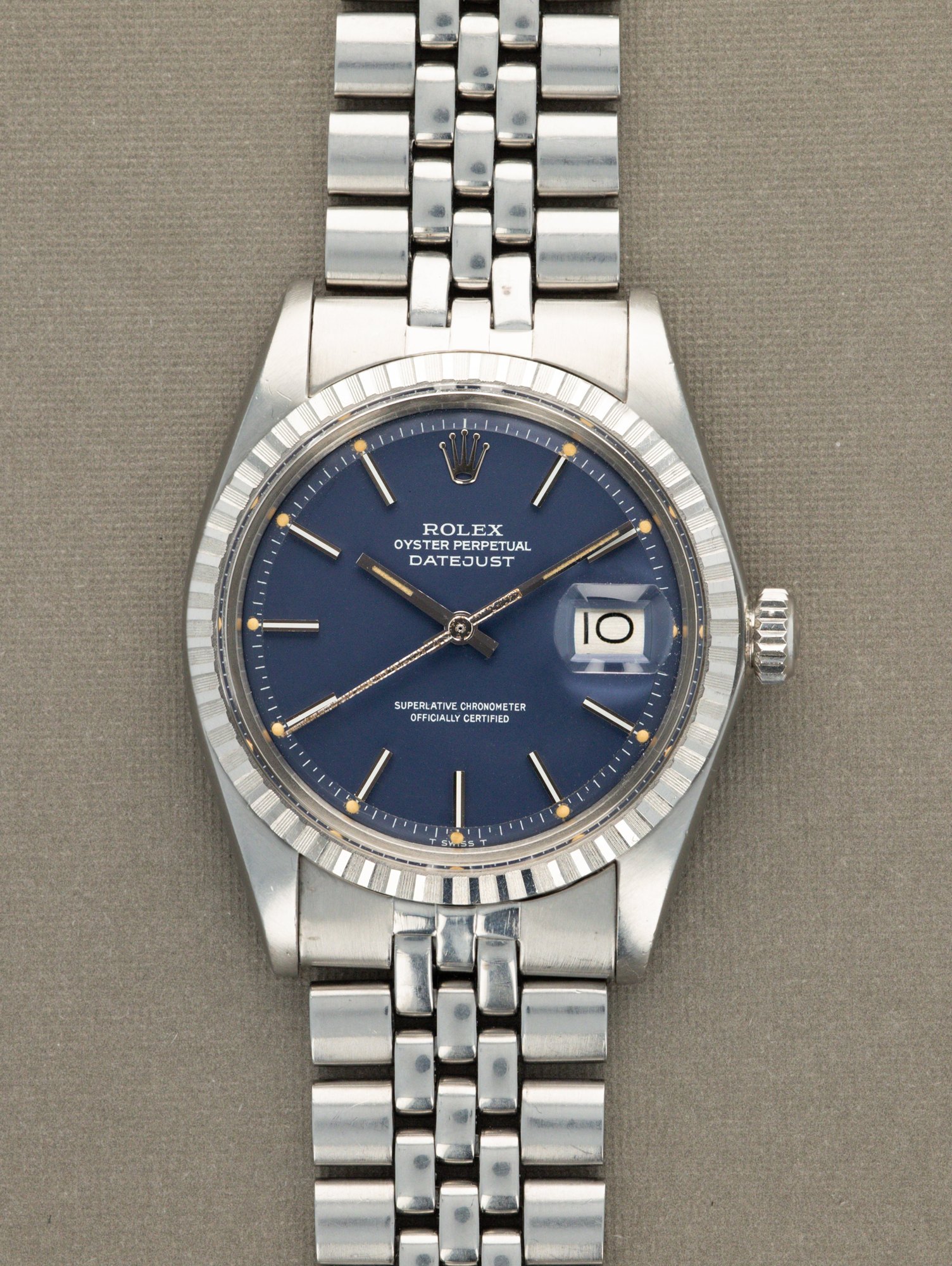 تصویر منبع؛ ساعت مچی Rolex Datejust رفرنس 1603 با صفحه آبی ساتن