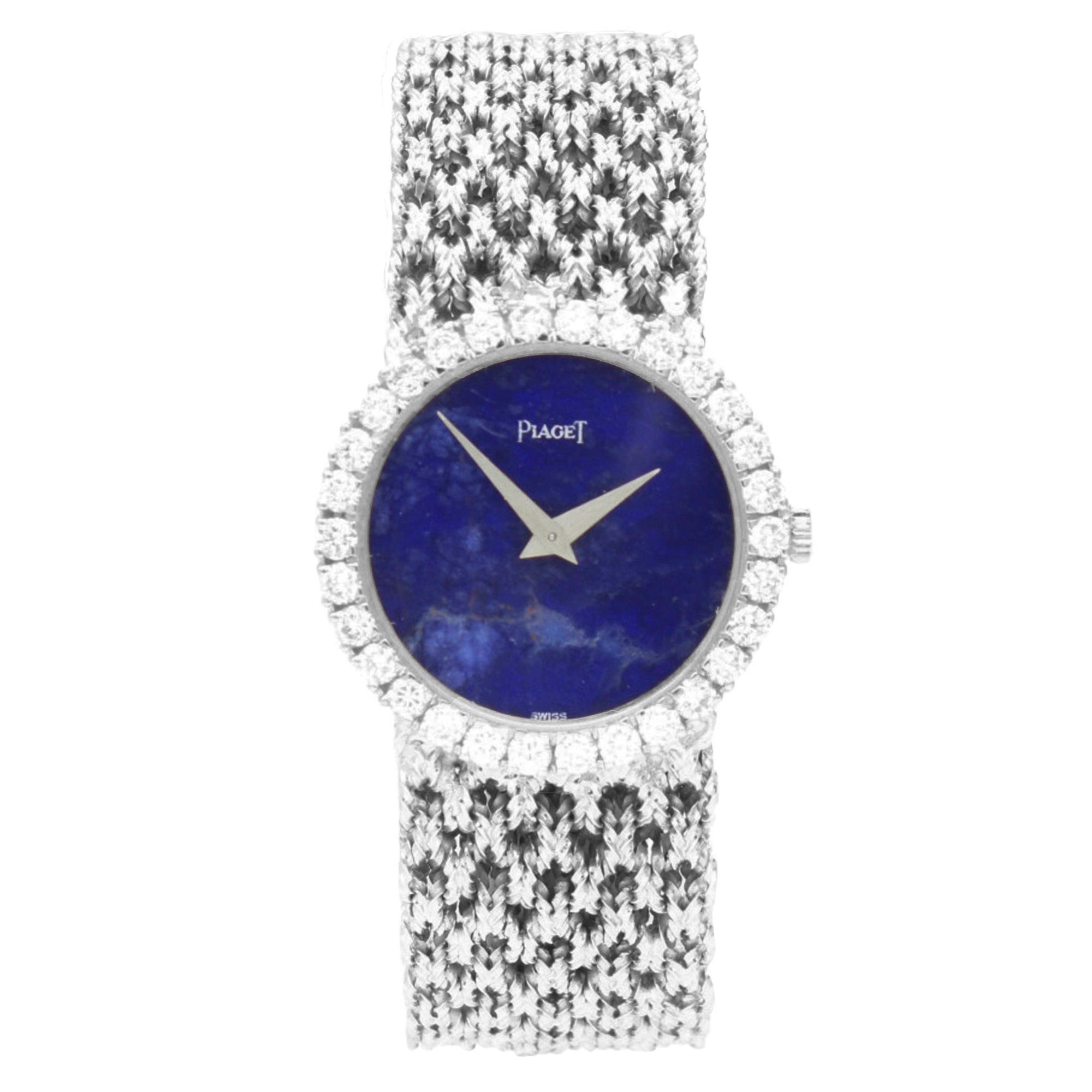 تصویر منبع؛ ساعت مچی دستبندی Piaget رفرنس 9190 از طلای سفید ۱۸ عیار با صفحه لاجورد