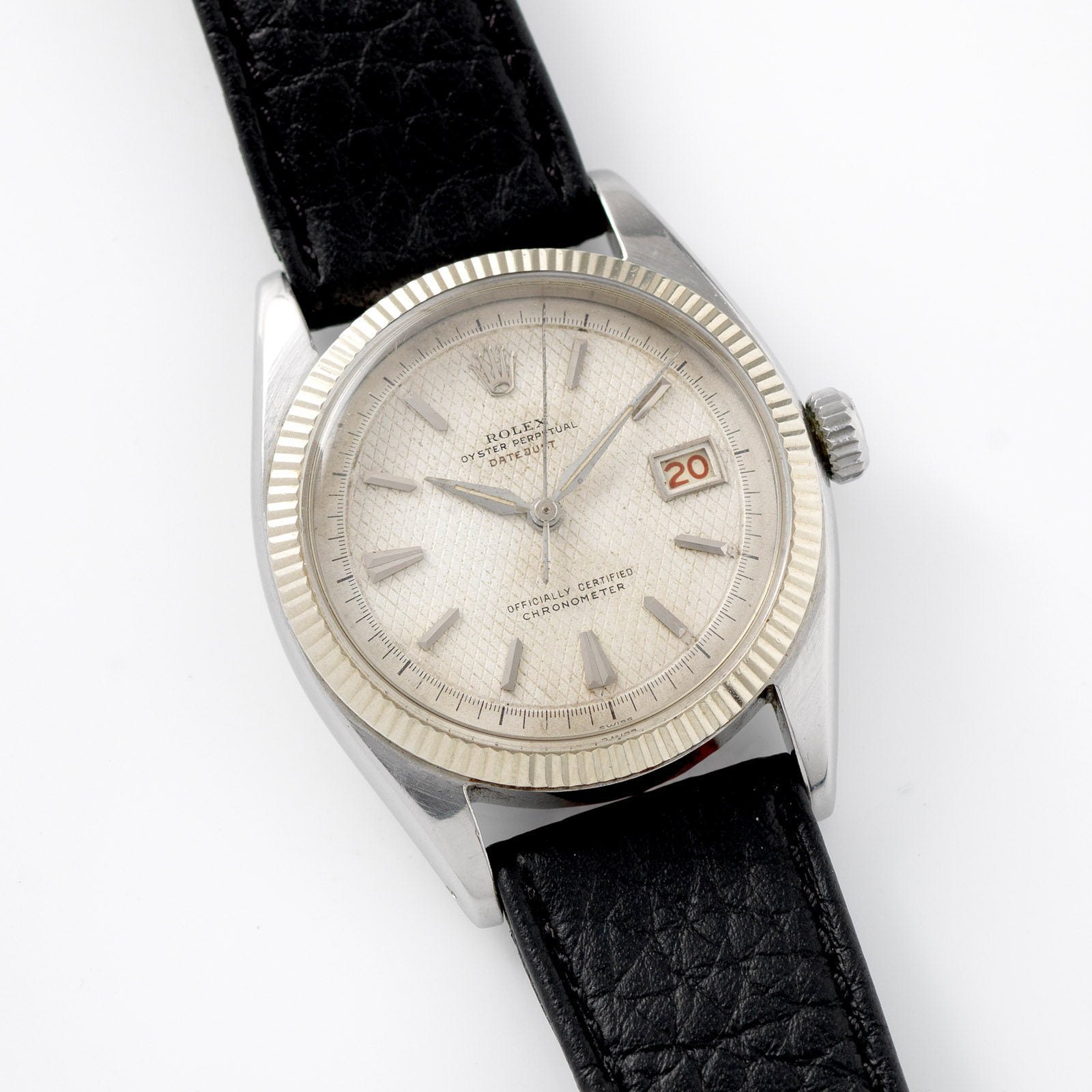 تصویر منبع؛ ساعت مچی Rolex Datejust Ovettone رفرنس 6305 با صفحه لانهزنبوری