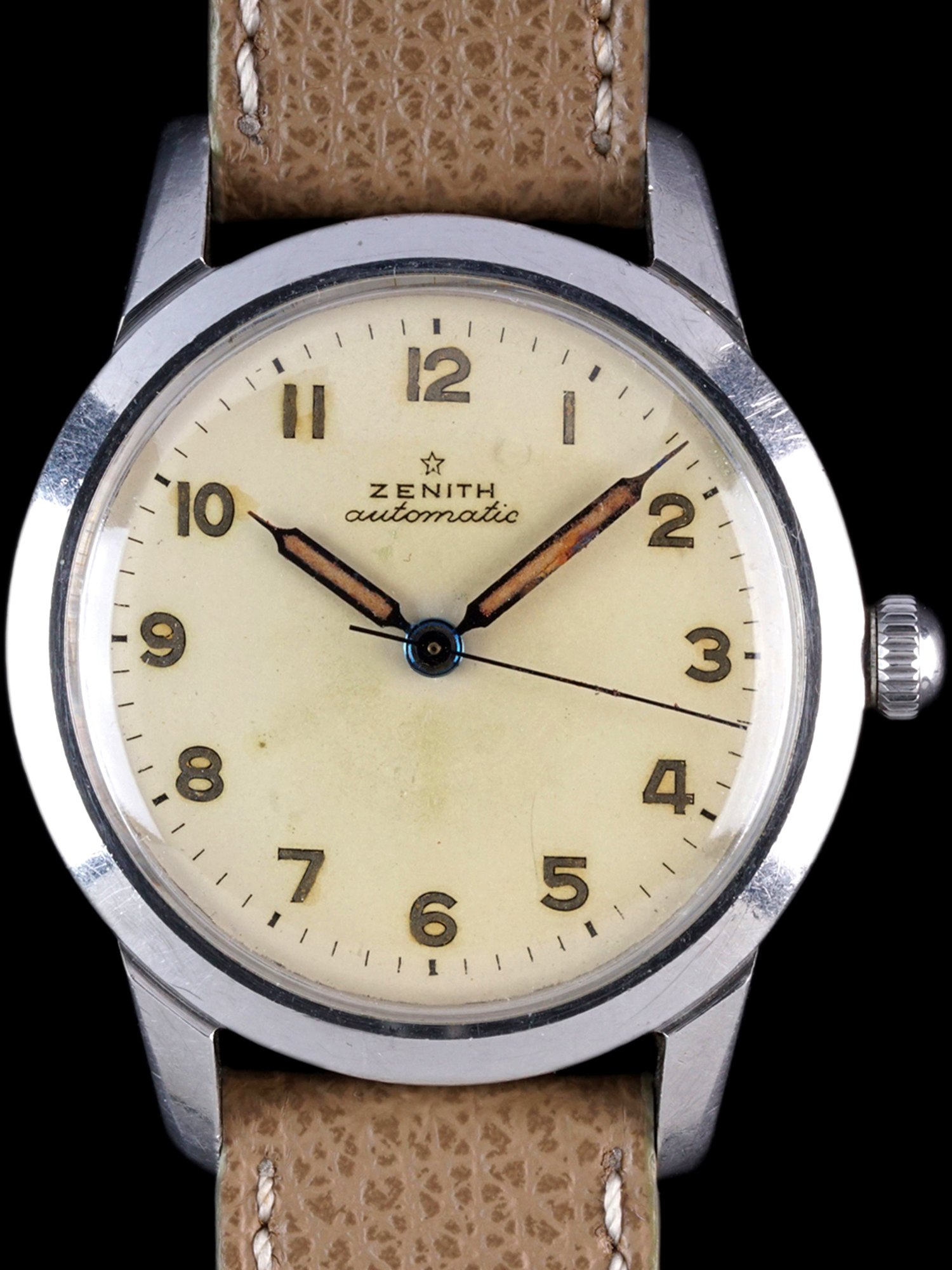 تصویر منبع؛ ساعت مچی وینتیج Zenith Automatic کالیبر 133.8 موتور بامپر دهه ۱۹۵۰