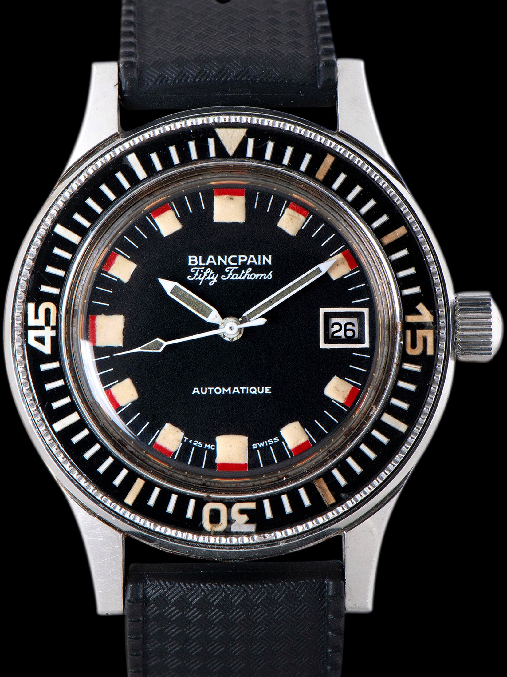 تصویر منبع؛ ساعت مچی Blancpain Fifty-Fathoms مدل "Barakuda" دهه ۱۹۶۰