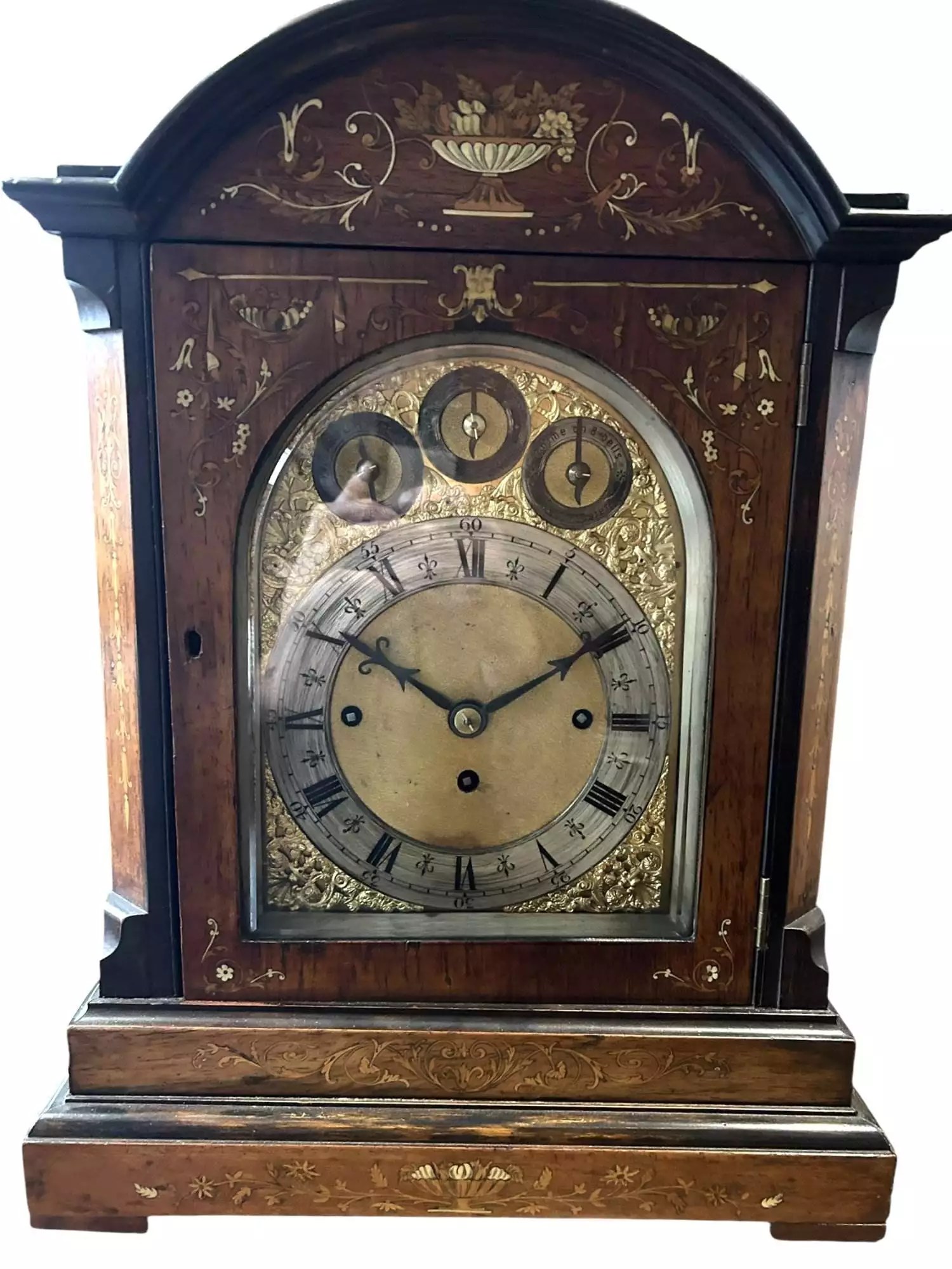 ساعت براکت رومیزی انگلیسی موزیکال Triple Fusee با کوک ۸ روزه