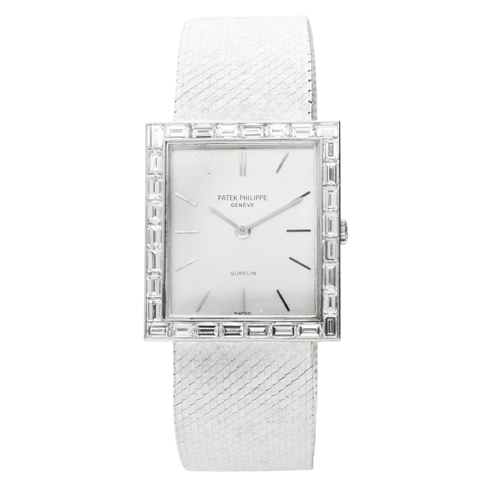 تصویر منبع؛ ساعت مچی Patek Philippe رفرنس 3540/2 از طلای سفید ۱۸ عیار با الماس باگت ساخت ۱۹۷۵