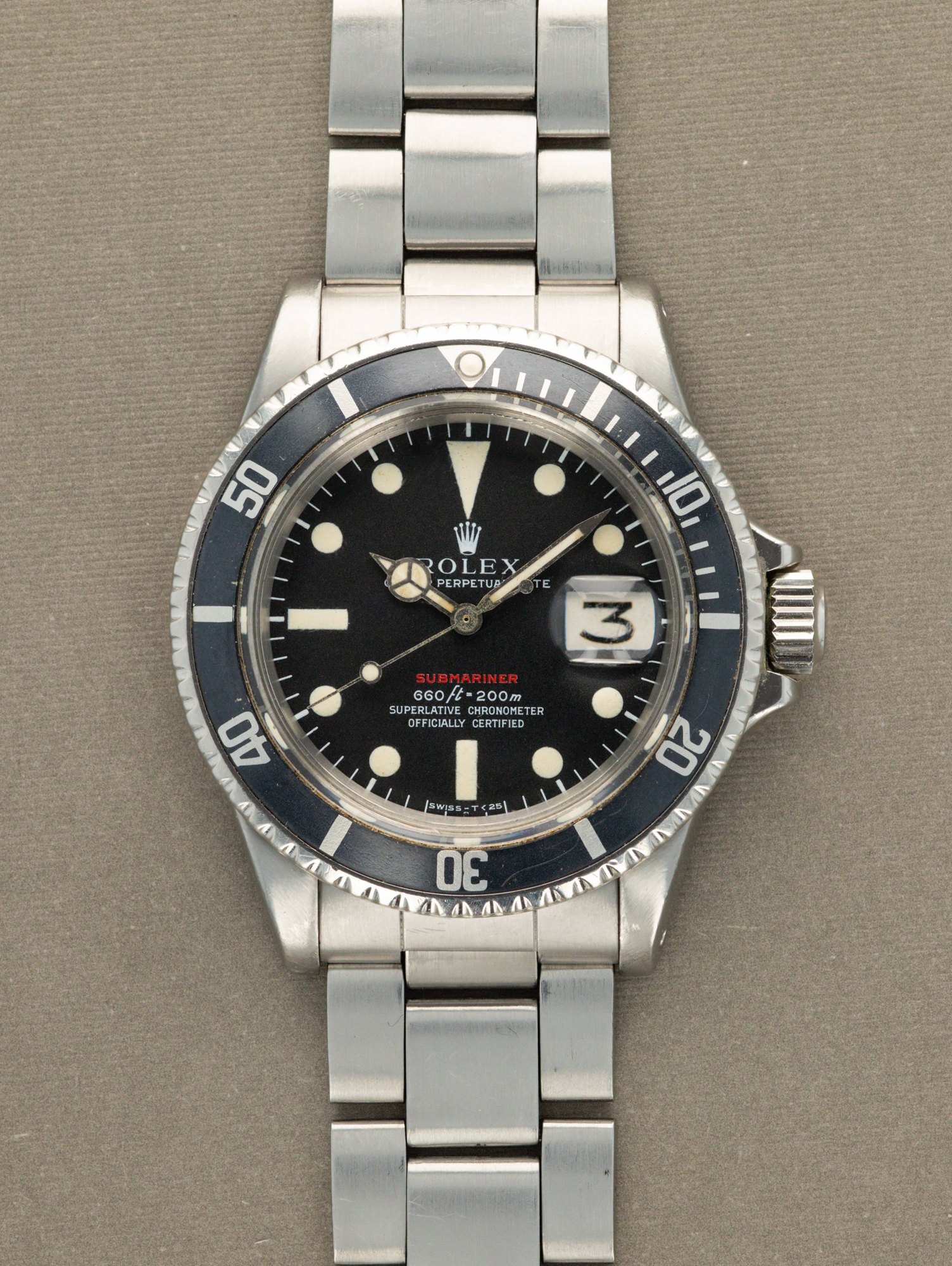 تصویر منبع؛ ساعت مچی Rolex Submariner Date رفرنس 1680 مدل Red Sub با صفحه MK4