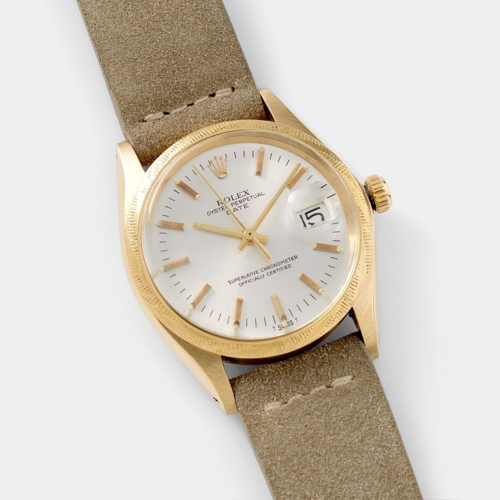 تصویر منبع؛ ساعت مچی رولکس Rolex Oyster Perpetual Date رفرنس 1513 با قاب طلای زرد
