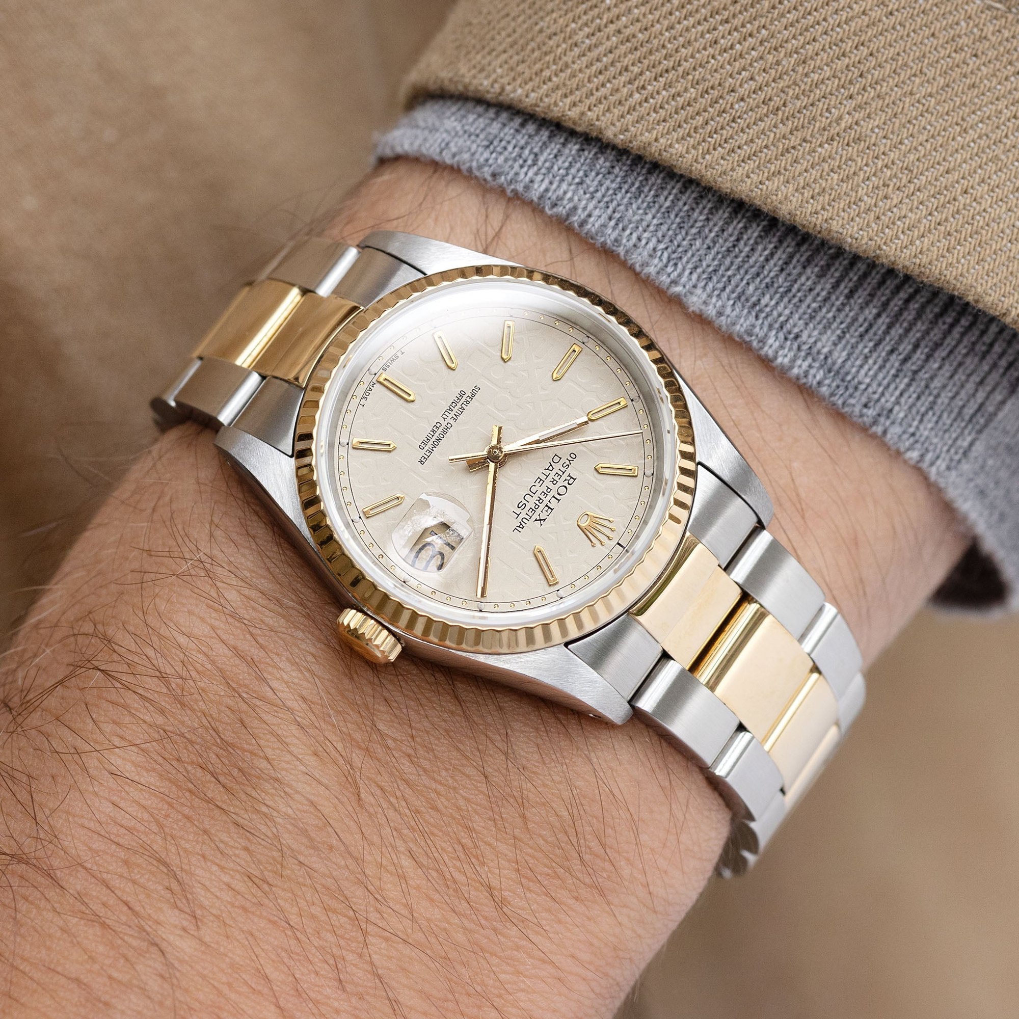 تصویر منبع؛ ساعت مچی Rolex Datejust رفرنس 16233 با صفحه کامپیوتری کرم