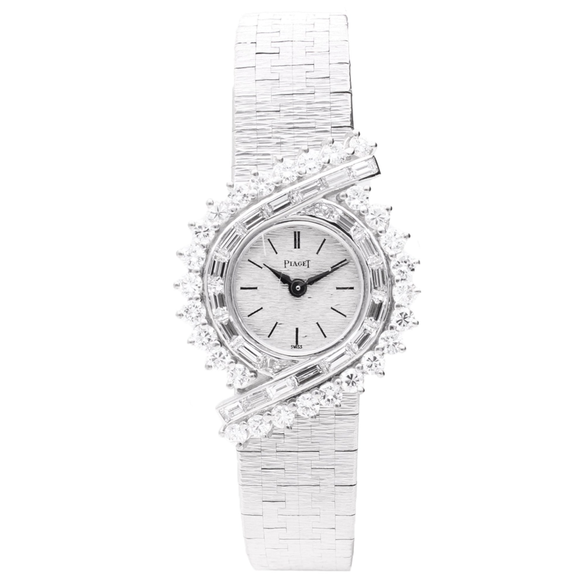 تصویر منبع؛ ساعت مچی دستبندی طلای سفید ۱۸ عیار Piaget رفرنس 3965 AC، ۱۹۷۰