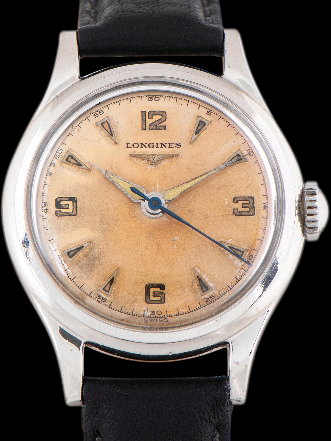 تصویر منبع؛ ساعت مچی Longines Sei-Tacche رفرنس 5413 10 سال ۱۹۵۱ با صفحه تروپیکال