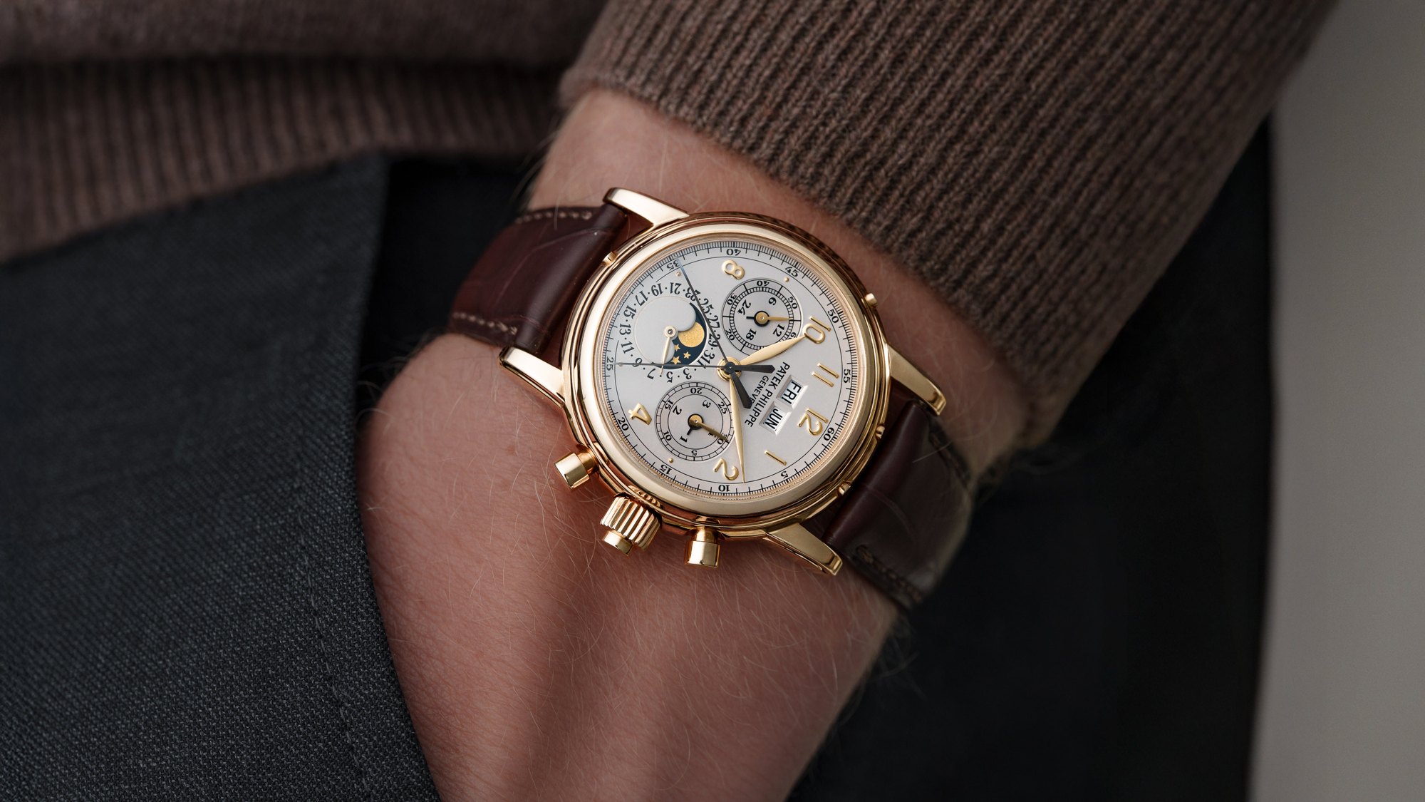تصویر منبع؛ ساعت مچی Patek Philippe رفرنس 5004J با تقویم دائمی و کرنوگراف Split Seconds