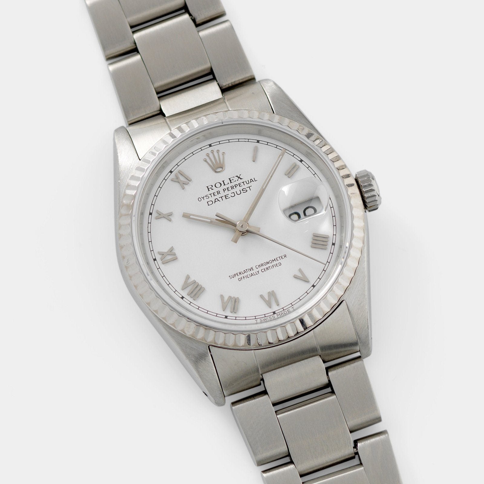 تصویر منبع؛ ساعت مچی Rolex Datejust رفرنس 16234 با صفحه پرسلین سفید