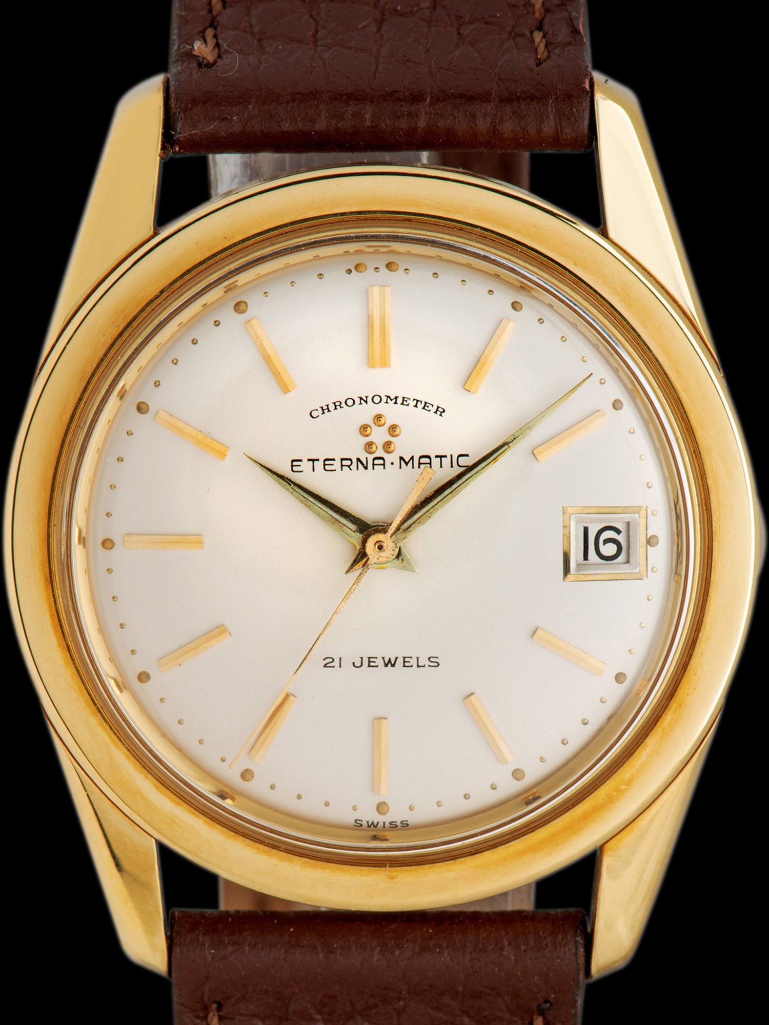 تصویر منبع؛ ساعت مچی Eterna-Matic Chronometer از طلای زرد ۱۸ عیار