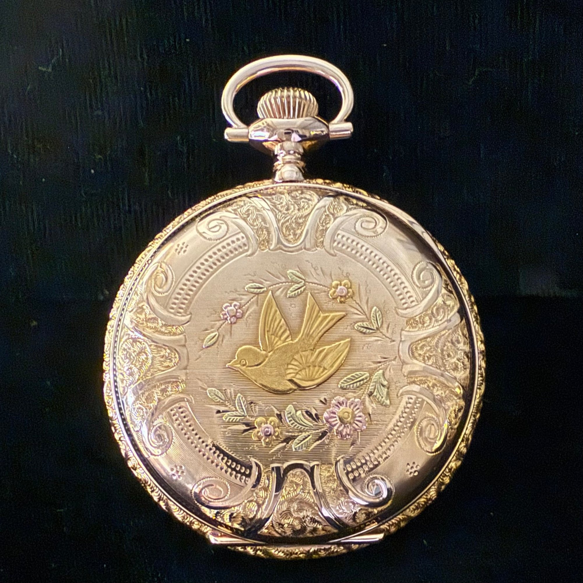 تصویر منبع؛ ساعت جیبی هانتر Waltham طلا ۱۴ عیار چندرنگ مدل 1883 P.S. Bartlett
