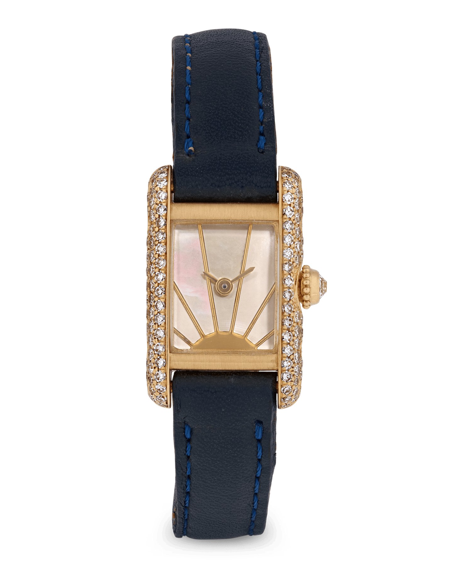 تصویر منبع؛ ساعت مچی صدفی و الماس Cartier Tank Louis Mini «Sunrise»