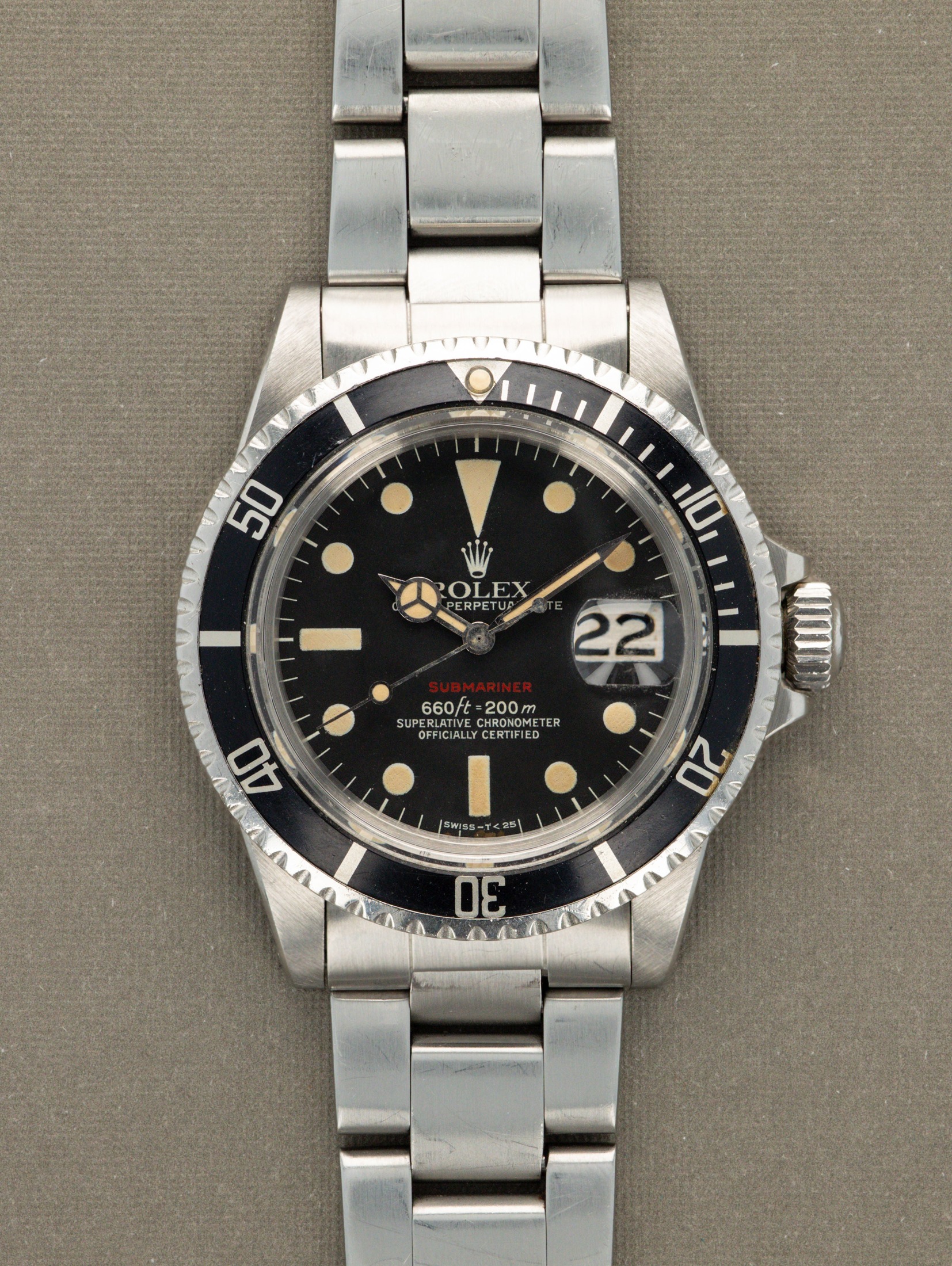 تصویر منبع؛ ساعت مچی Rolex Submariner Date رفرنس 1680 مدل Red Sub با صفحه MK6