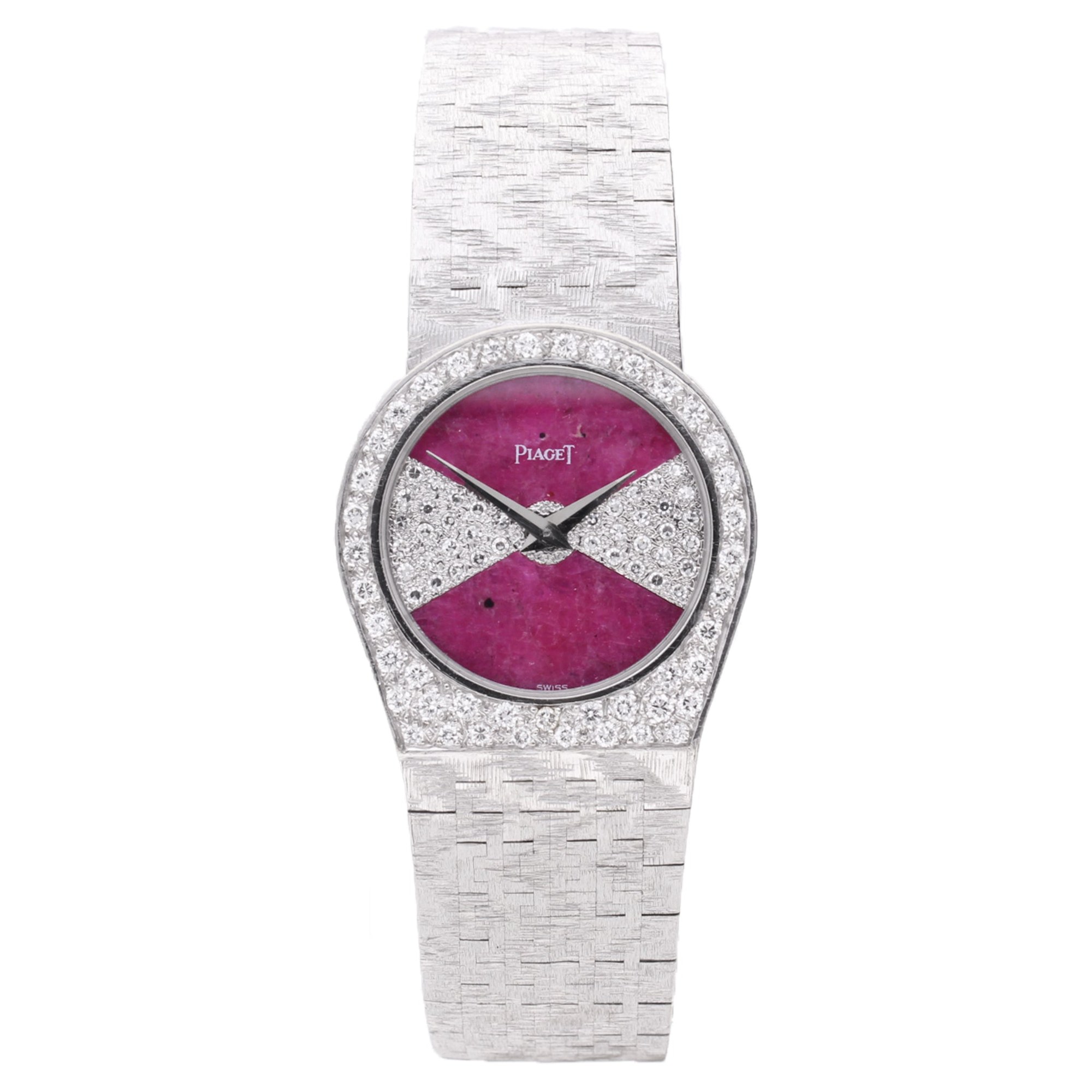 تصویر منبع؛ ساعت مچی دستبندی طلای سفید ۱۸ عیار Piaget رفرنس 90810، دهه ۱۹۷۰