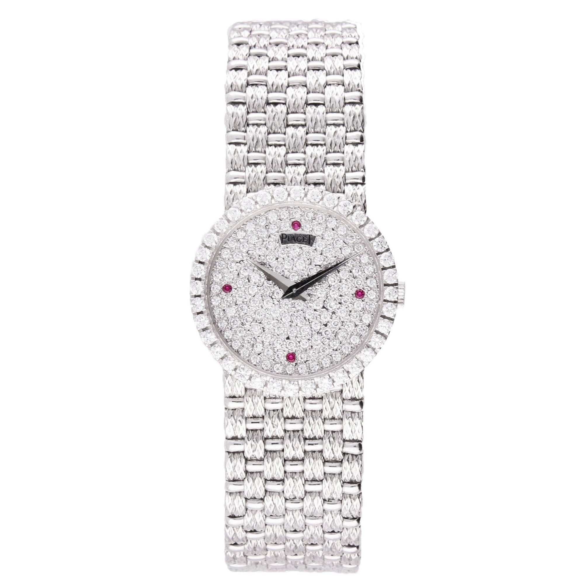 تصویر منبع؛ ساعت مچی پیاژه Piaget رفرنس 9706 از طلای سفید ۱۸ عیار و الماس